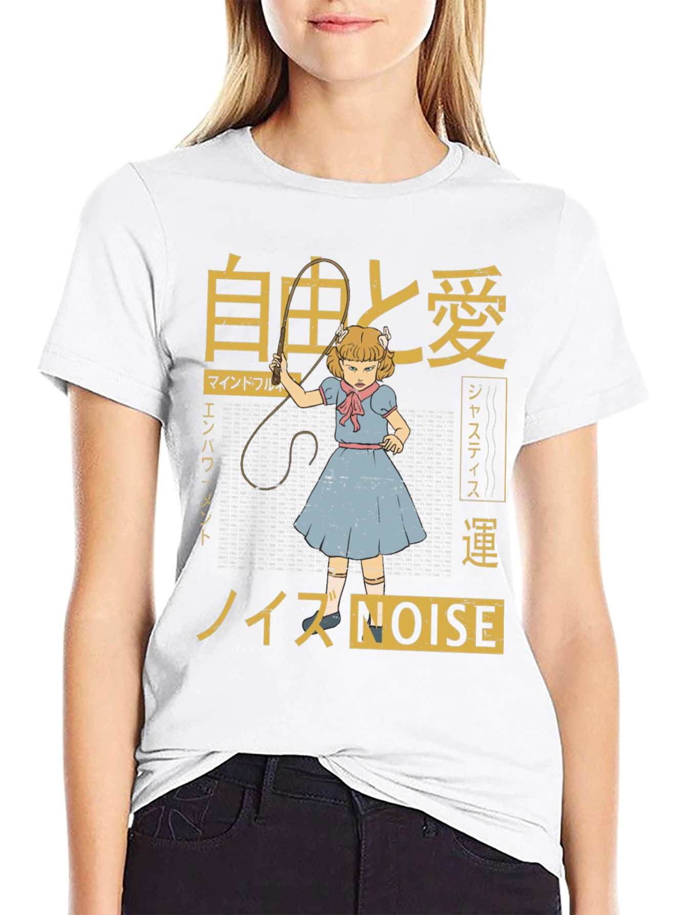Edgy Graphic Tee: Anime Girl with a Whip