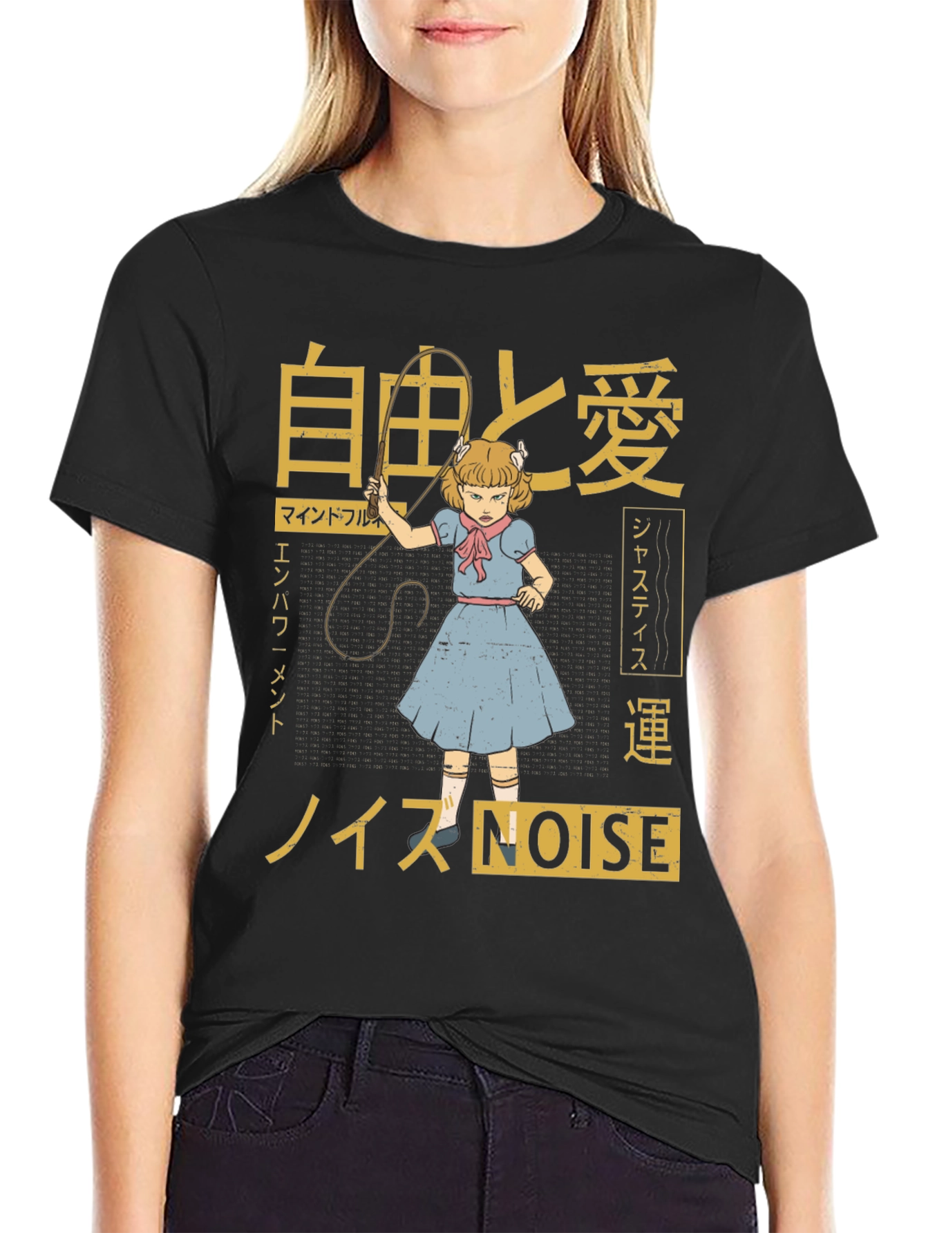 Edgy Graphic Tee: Anime Girl with a Whip