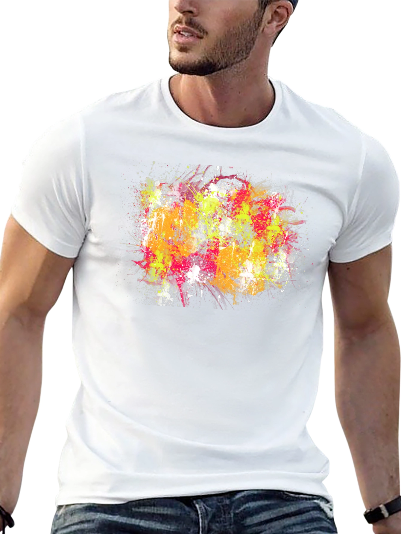 Abstract Paint Splatter Graphic T-Shirt - Vibrant Artistic Design
