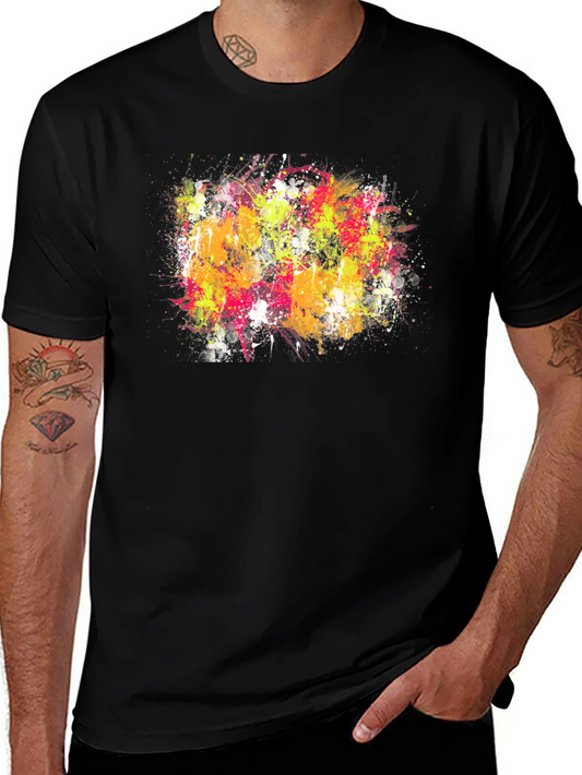 Abstract Paint Splatter Graphic T-Shirt - Vibrant Artistic Design
