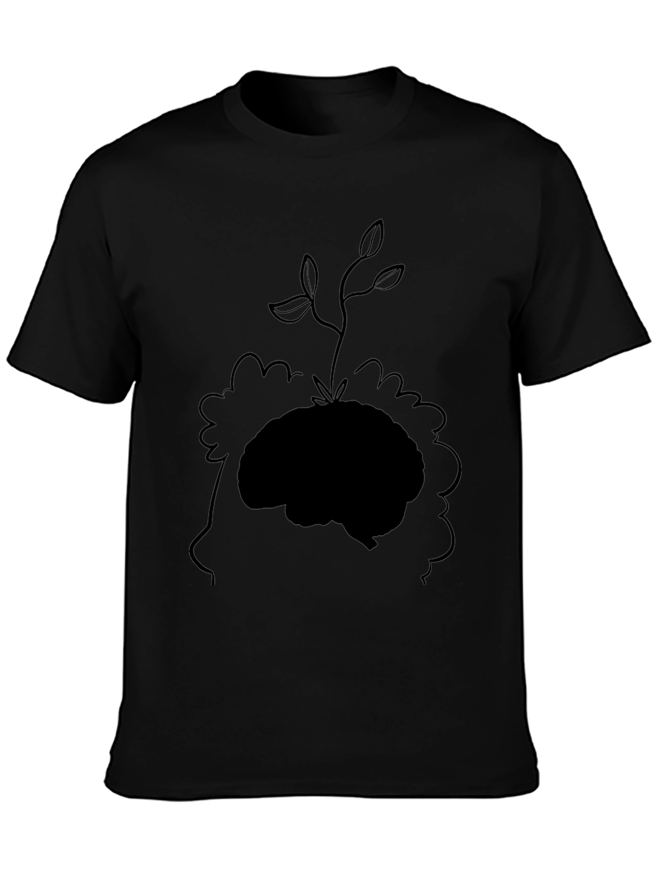 Brain Plant Graphic Tee - Black Cotton T-Shirt