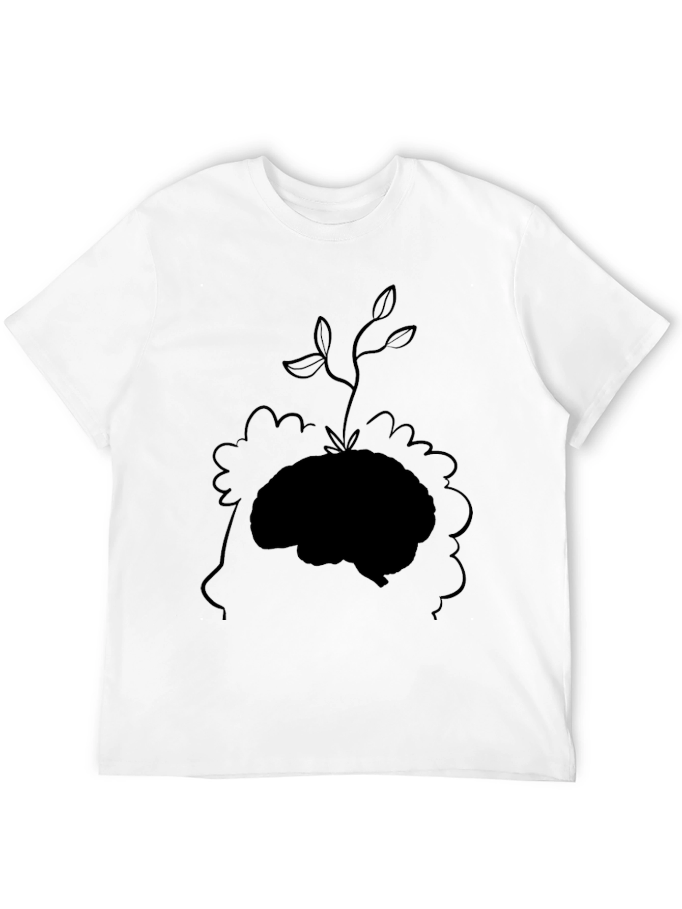 Brain Plant Graphic Tee - Black Cotton T-Shirt