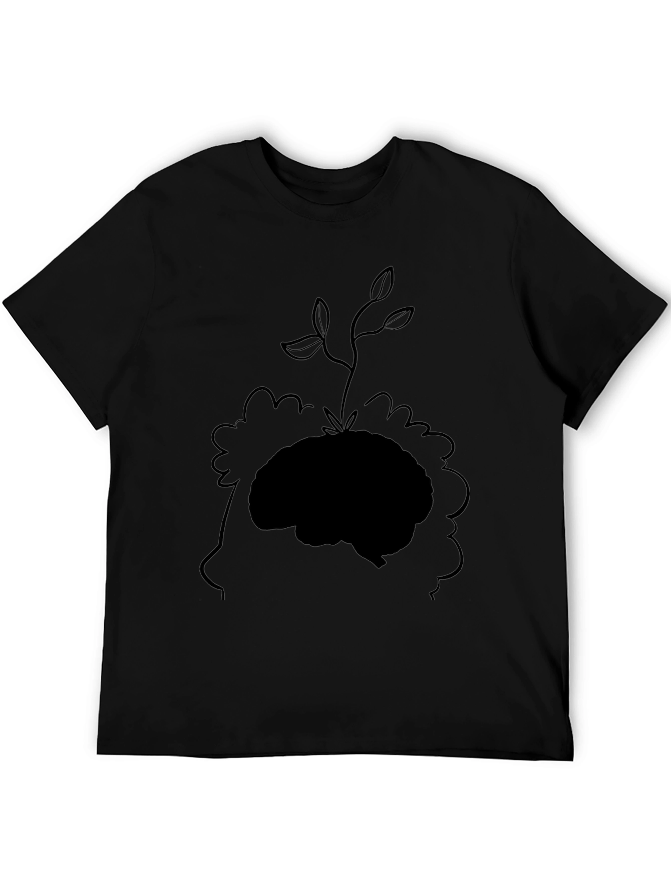Brain Plant Graphic Tee - Black Cotton T-Shirt