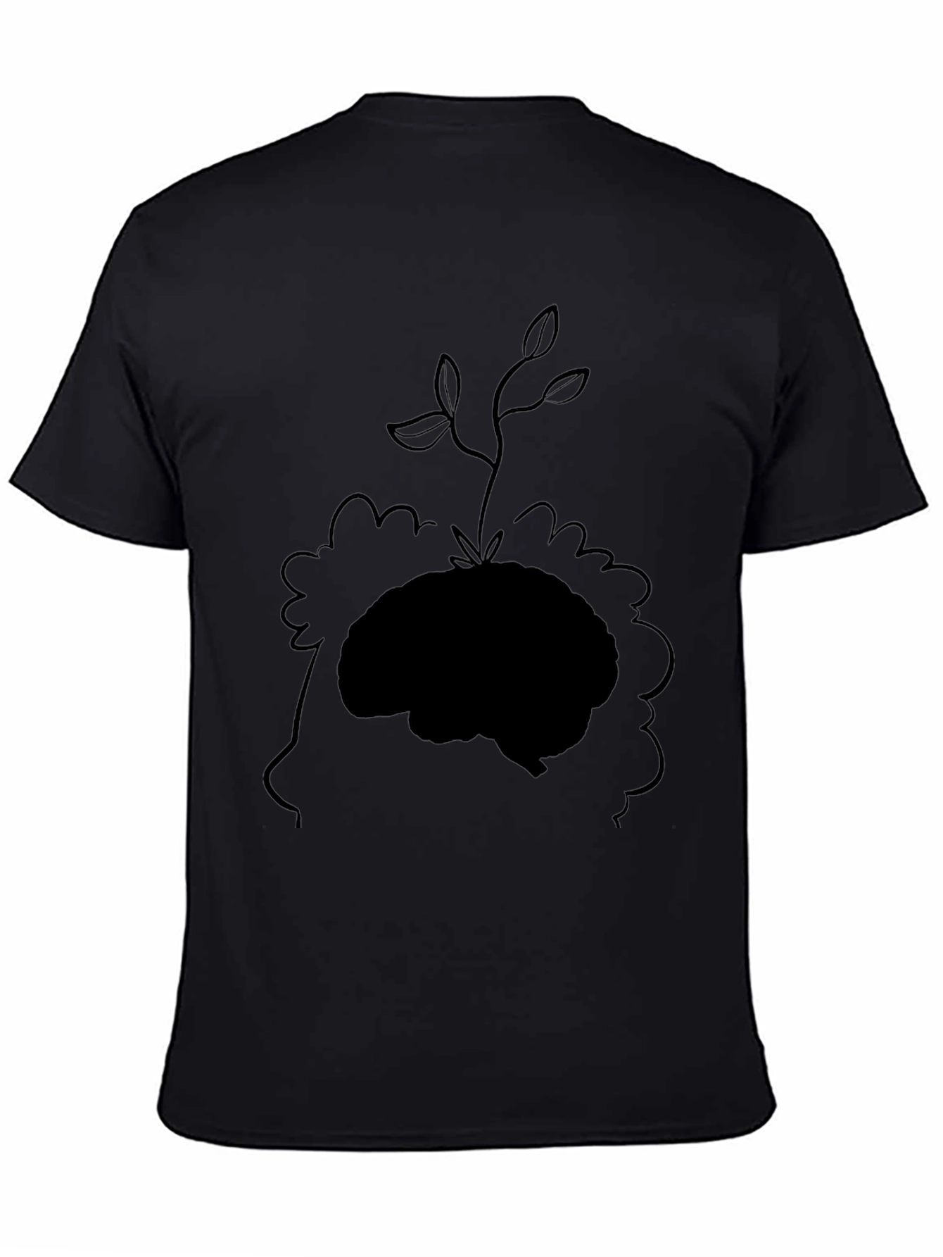 Brain Plant Graphic Tee - Black Cotton T-Shirt