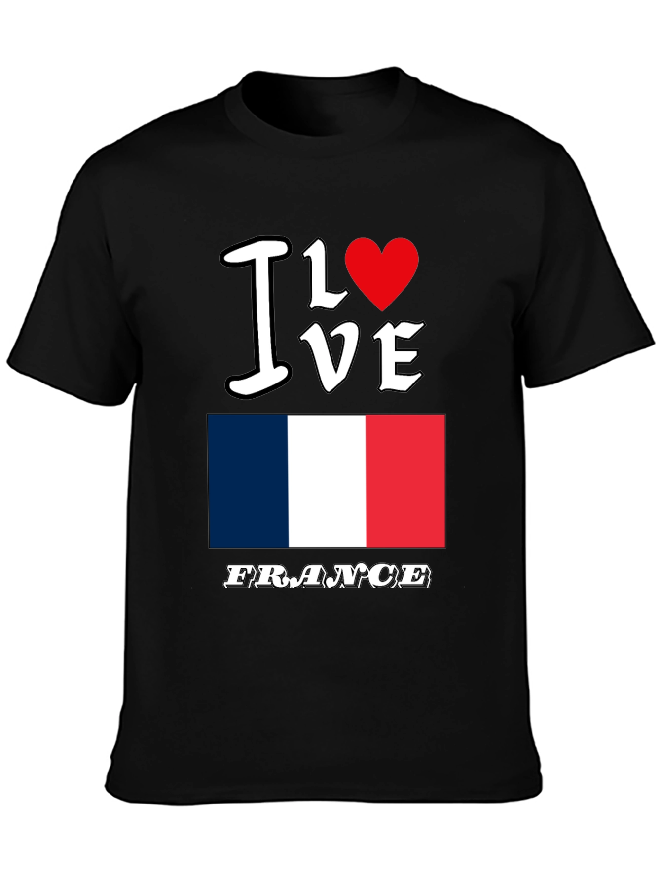 I Love France Graphic T-Shirt - Black