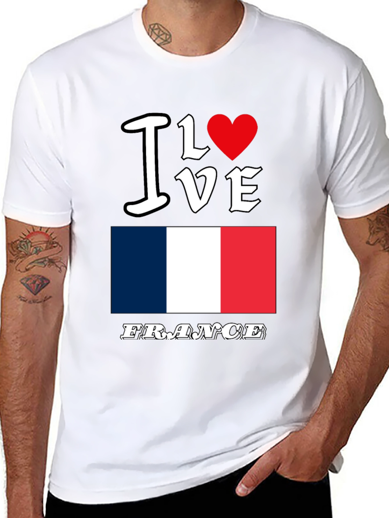 I Love France Graphic T-Shirt - Black