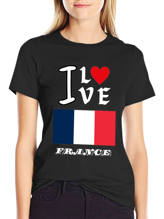 I Love France Graphic T-Shirt - Black