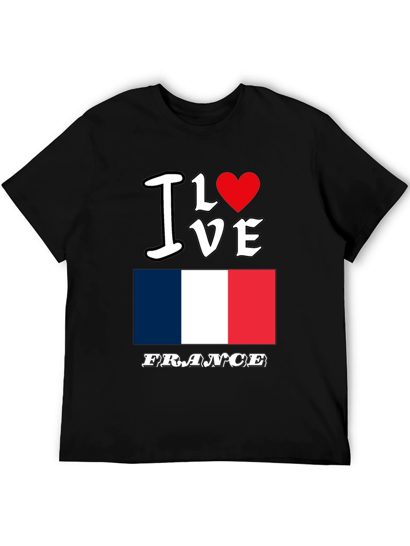 I Love France Graphic T-Shirt - Black