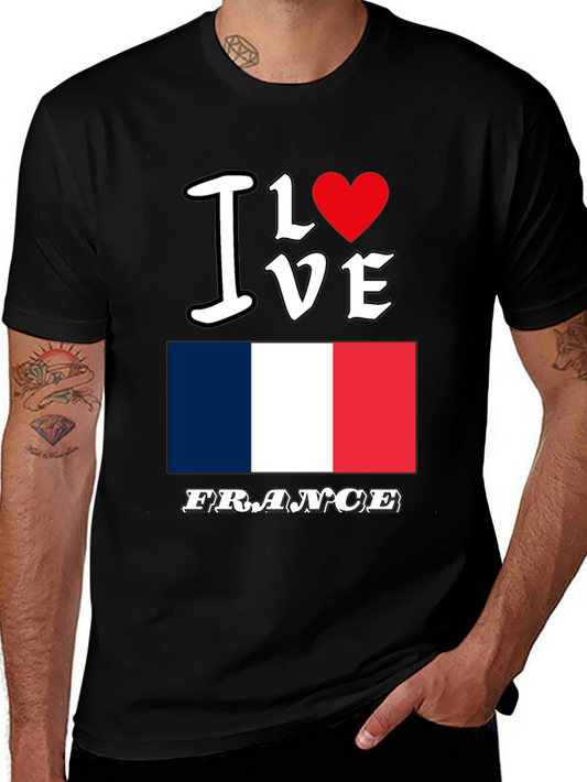 I Love France Graphic T-Shirt - Black