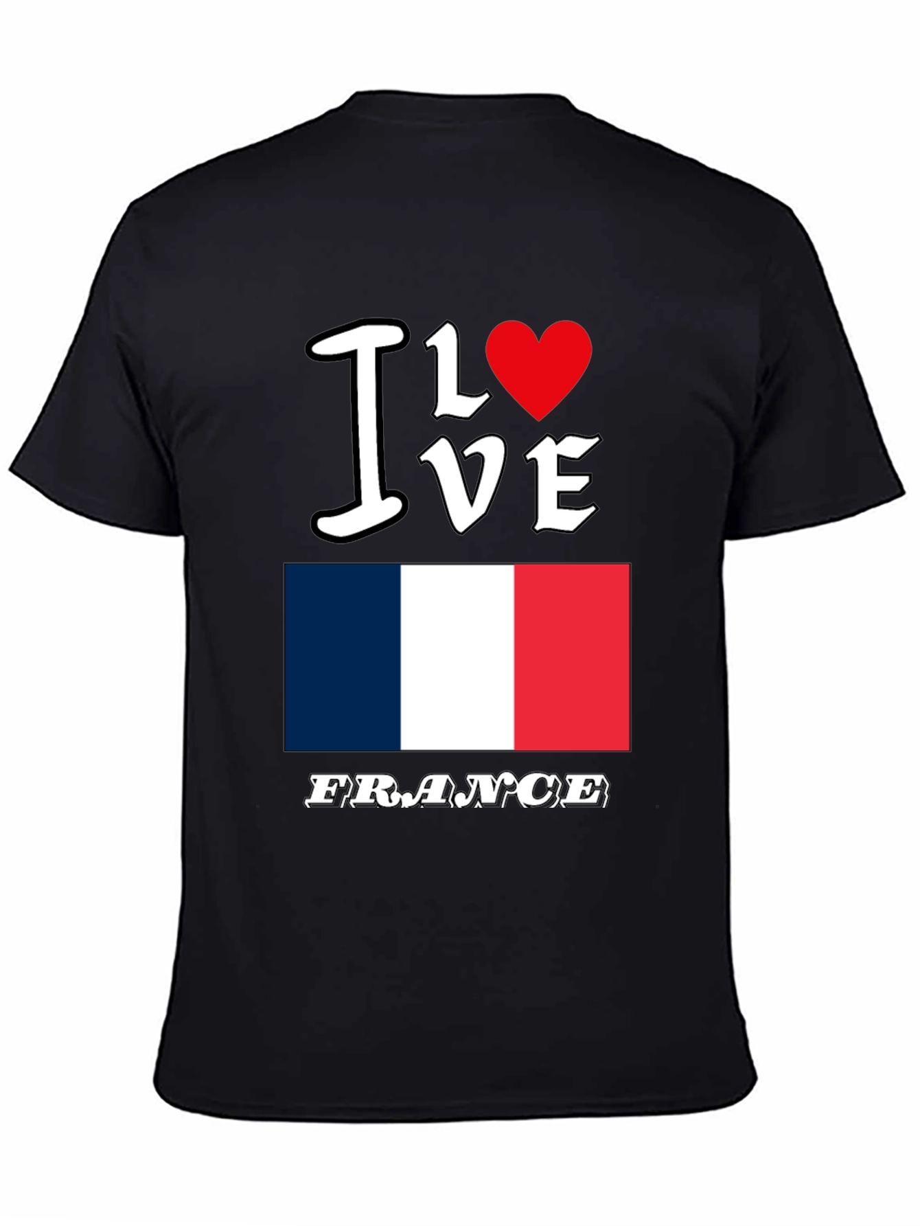 I Love France Graphic T-Shirt - Black