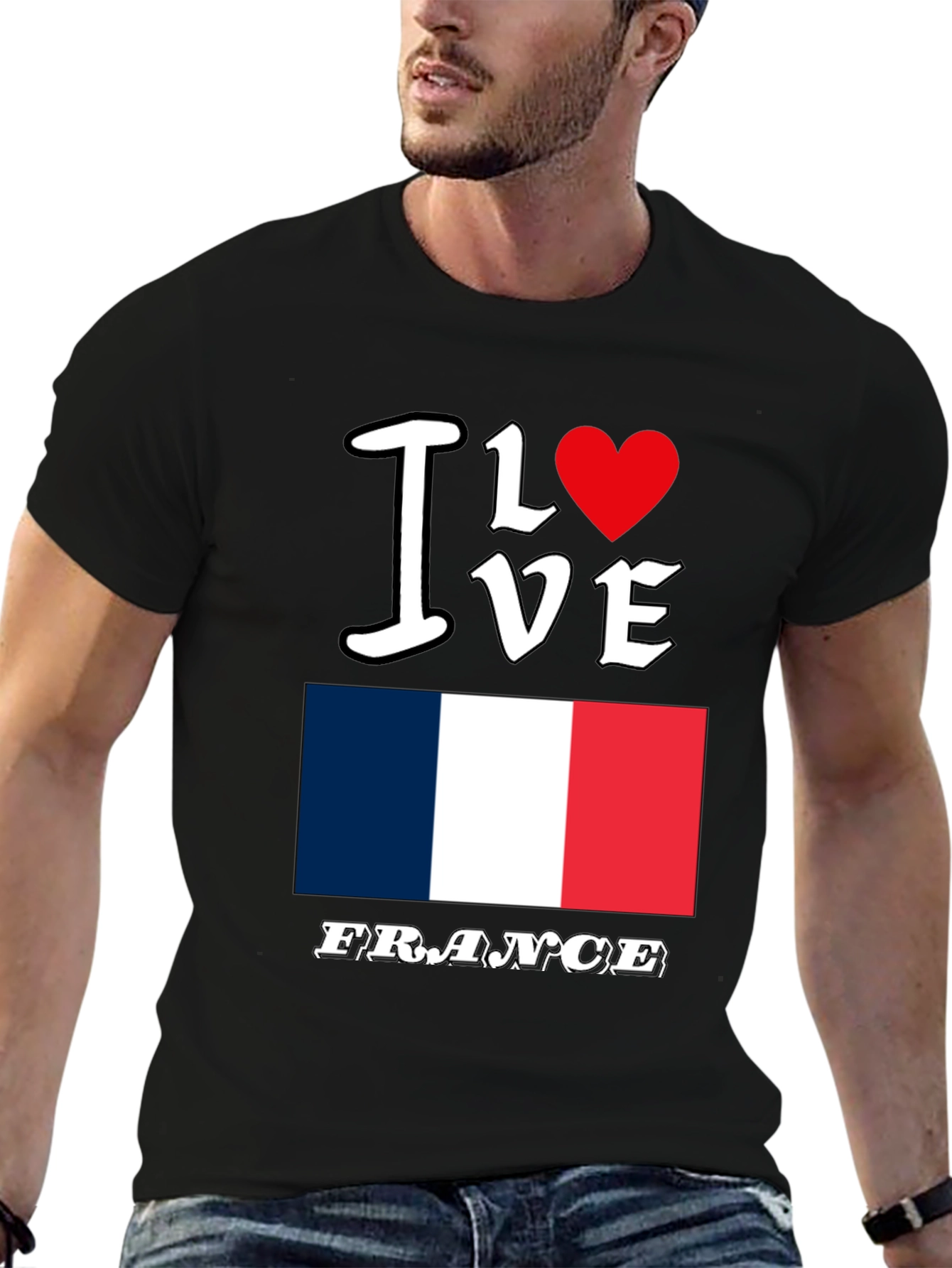 I Love France Graphic T-Shirt - Black