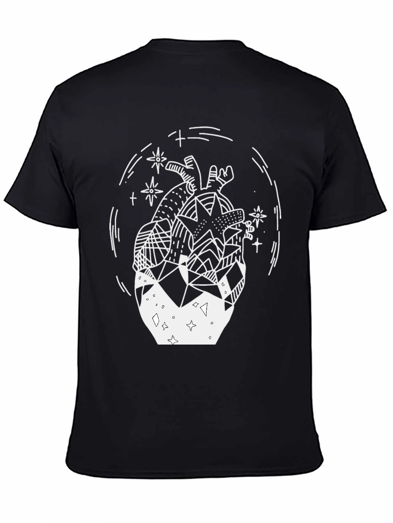 Geometric Heart Graphic Tee - Black