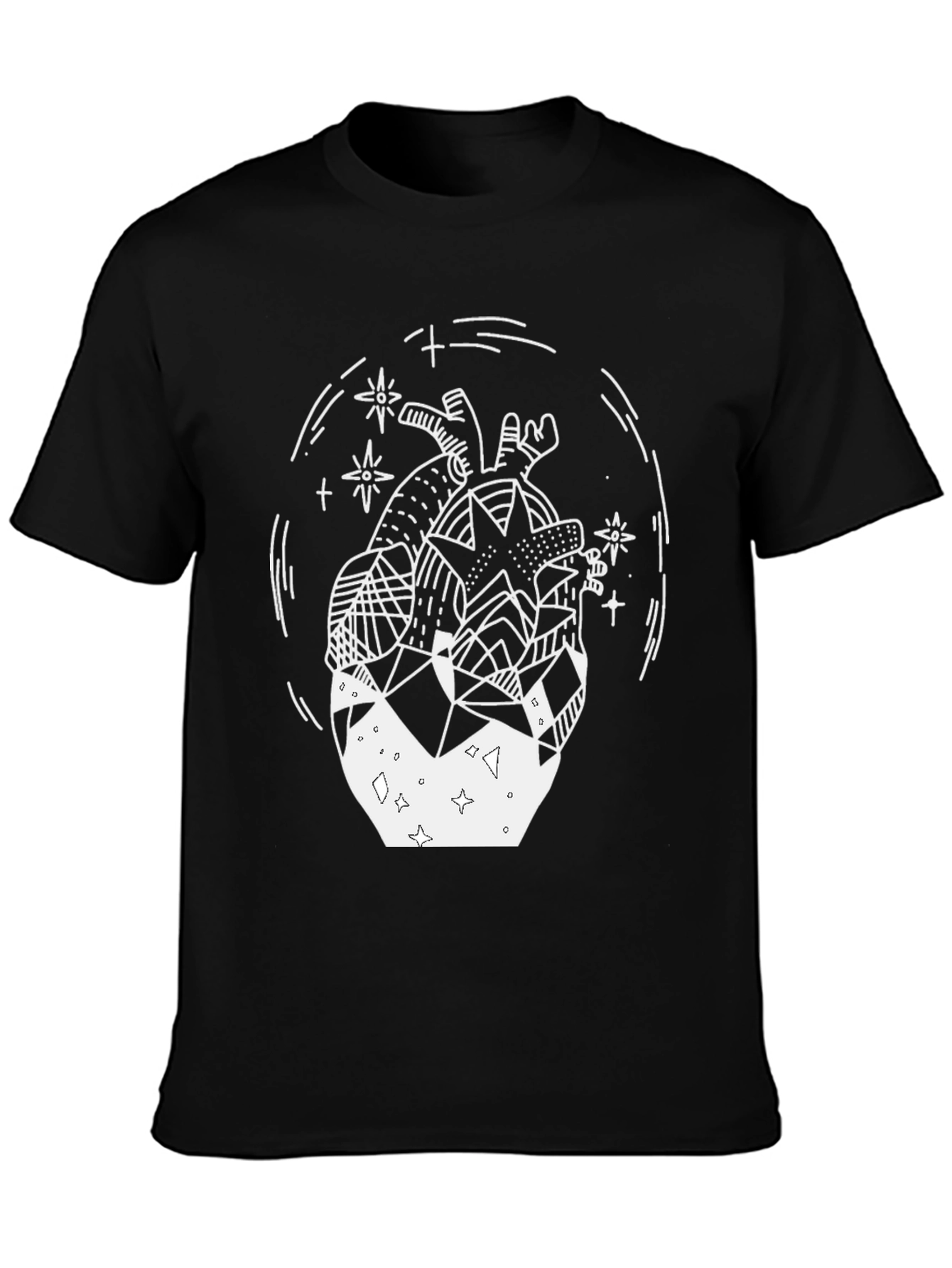 Geometric Heart Graphic Tee - Black