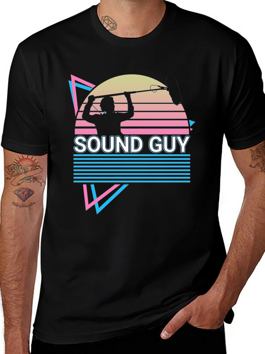 Sound Guy Retro Graphic T-Shirt - Boom Mic Operator Tee