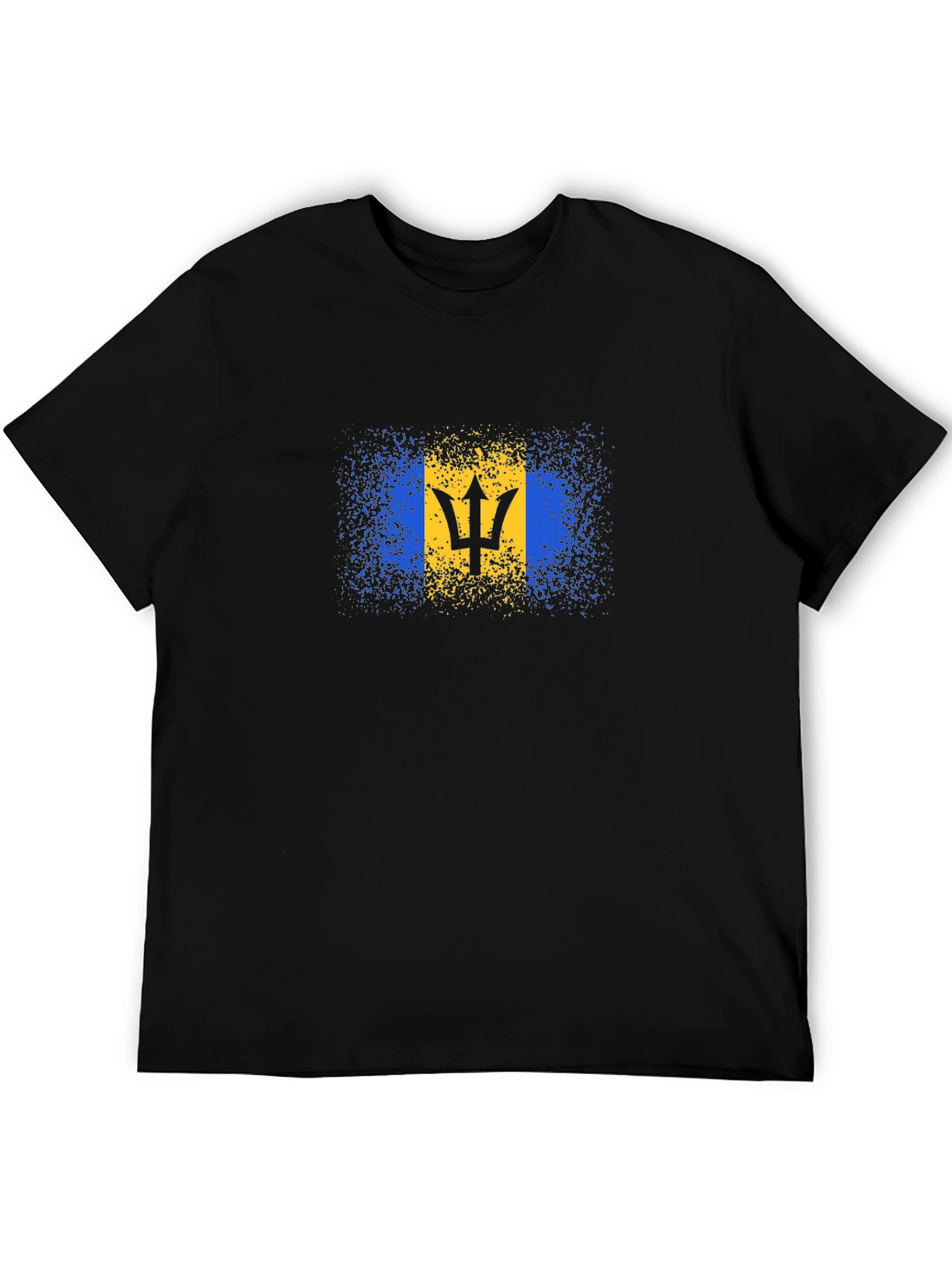 Barbados Flag T-Shirt - Black Cotton Tee