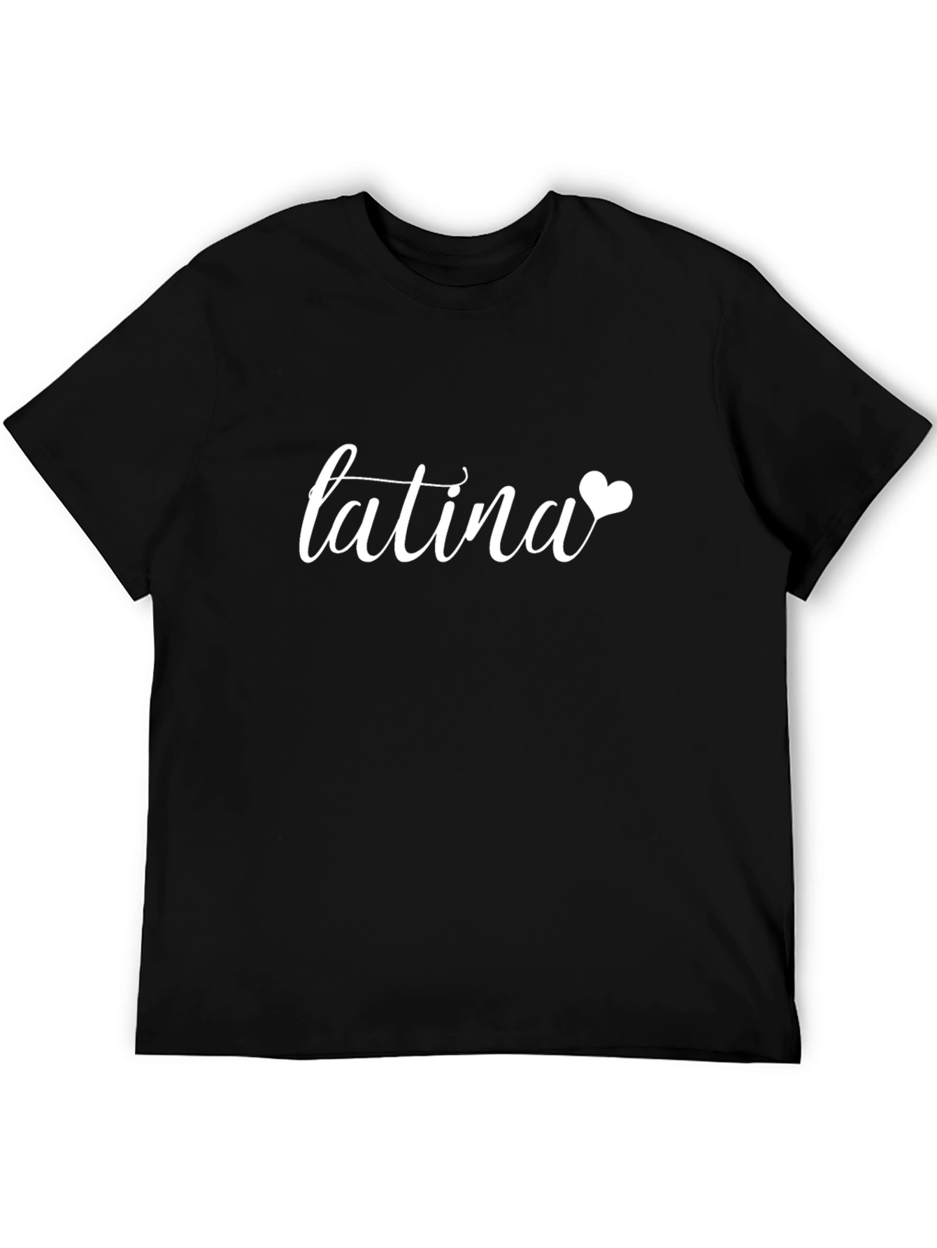 Latina Heart Graphic Print Black Crew Neck T-Shirt