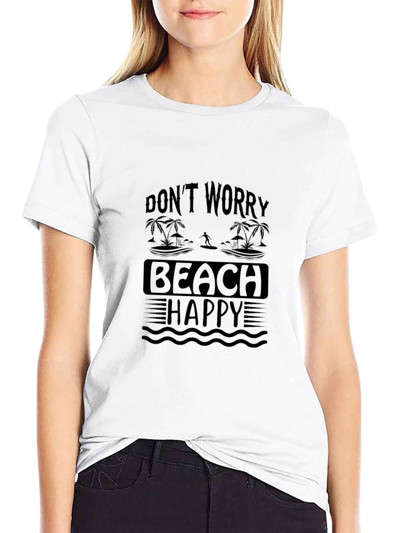 Dont Worry Beach Happy Black T-Shirt