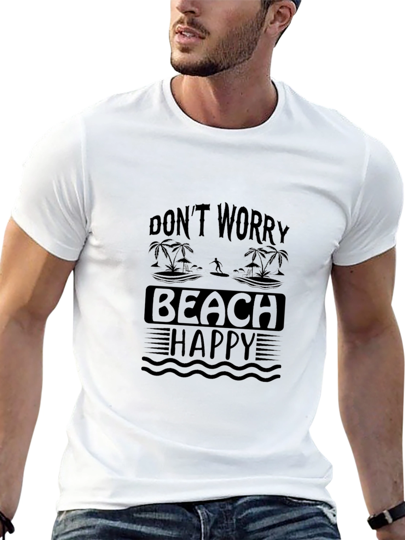 Dont Worry Beach Happy Black T-Shirt