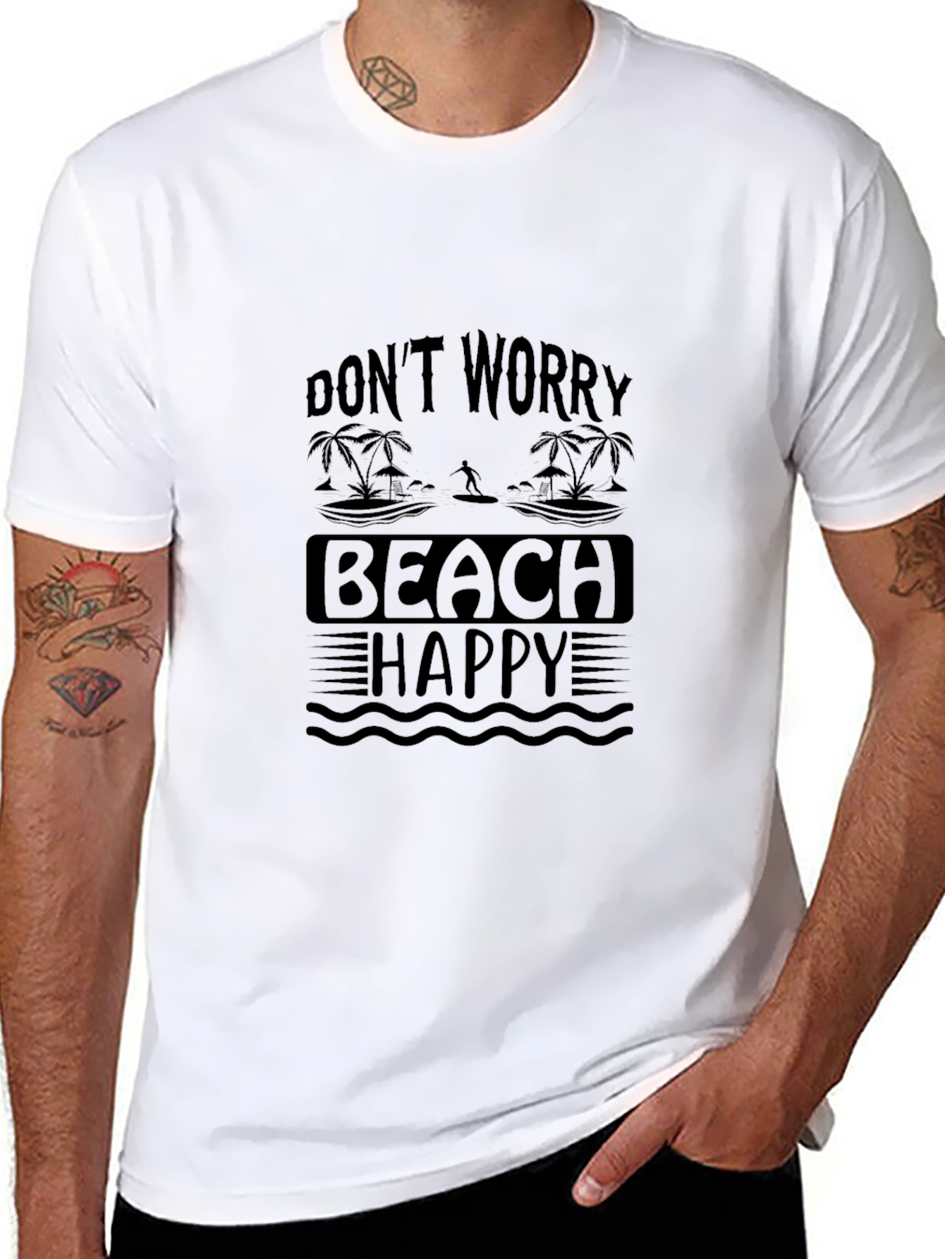 Dont Worry Beach Happy Black T-Shirt