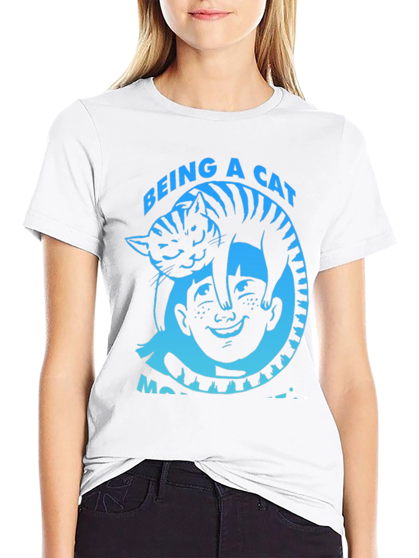 Being a Cat Makes Me Happy Black T-Shirt