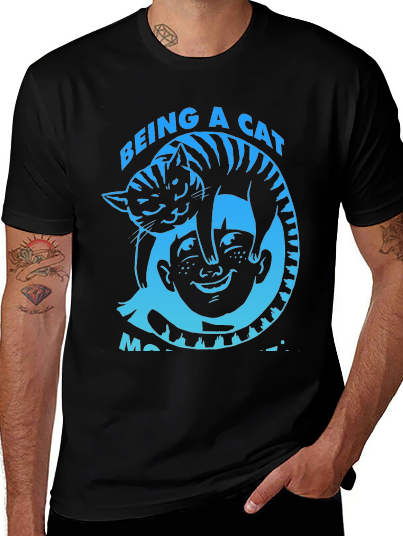 Being a Cat Makes Me Happy Black T-Shirt