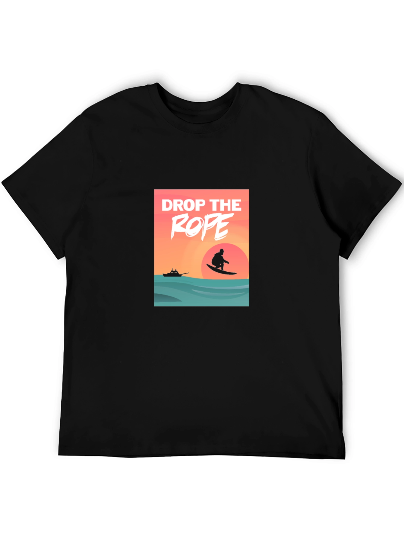 Drop The Rope Graphic Black T-Shirt