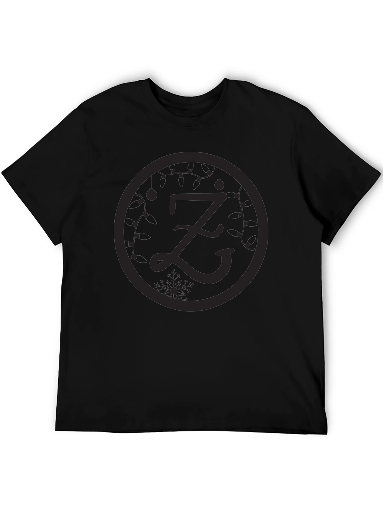 Black Graphic Tee - Z Letter Festive Design