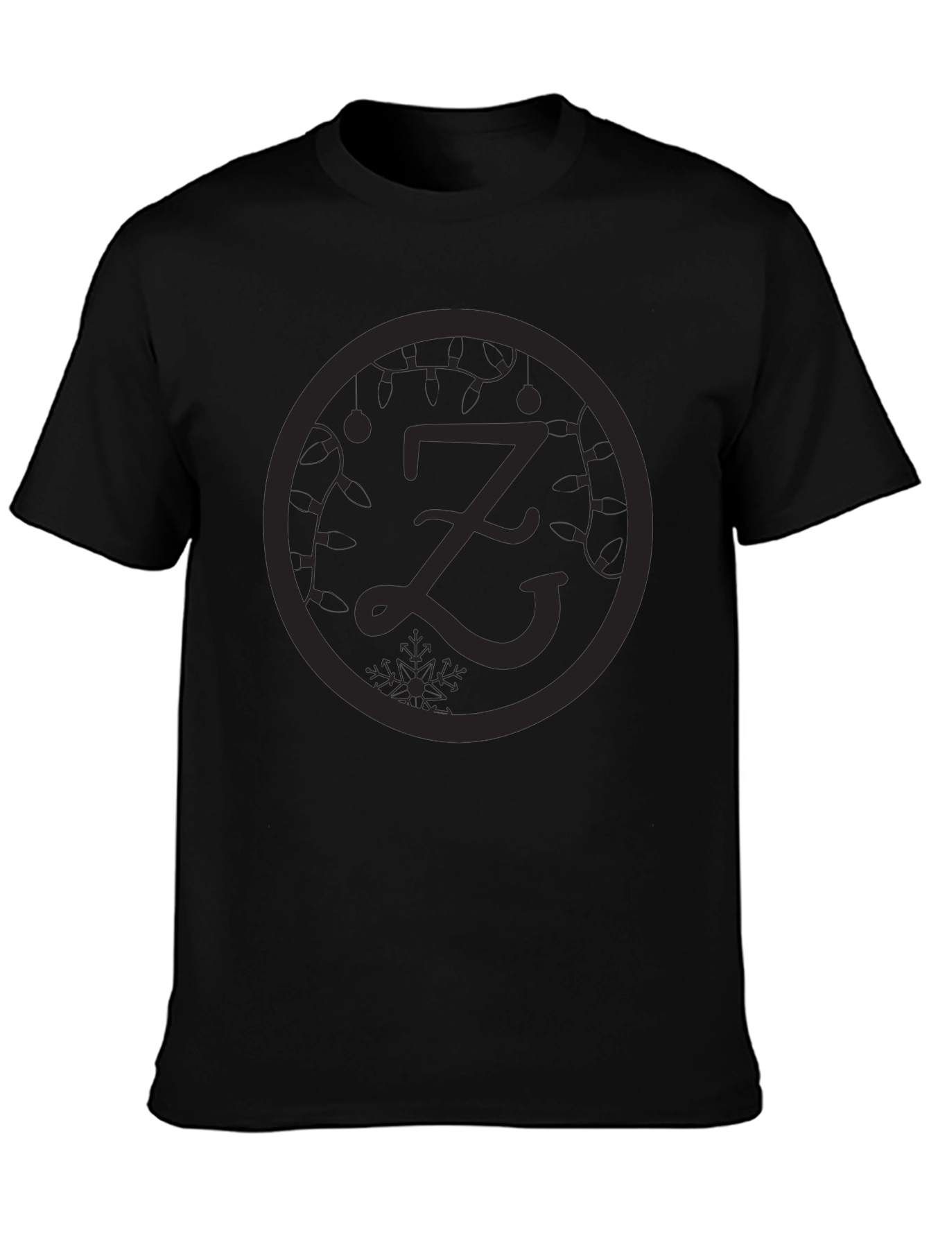 Black Graphic Tee - Z Letter Festive Design