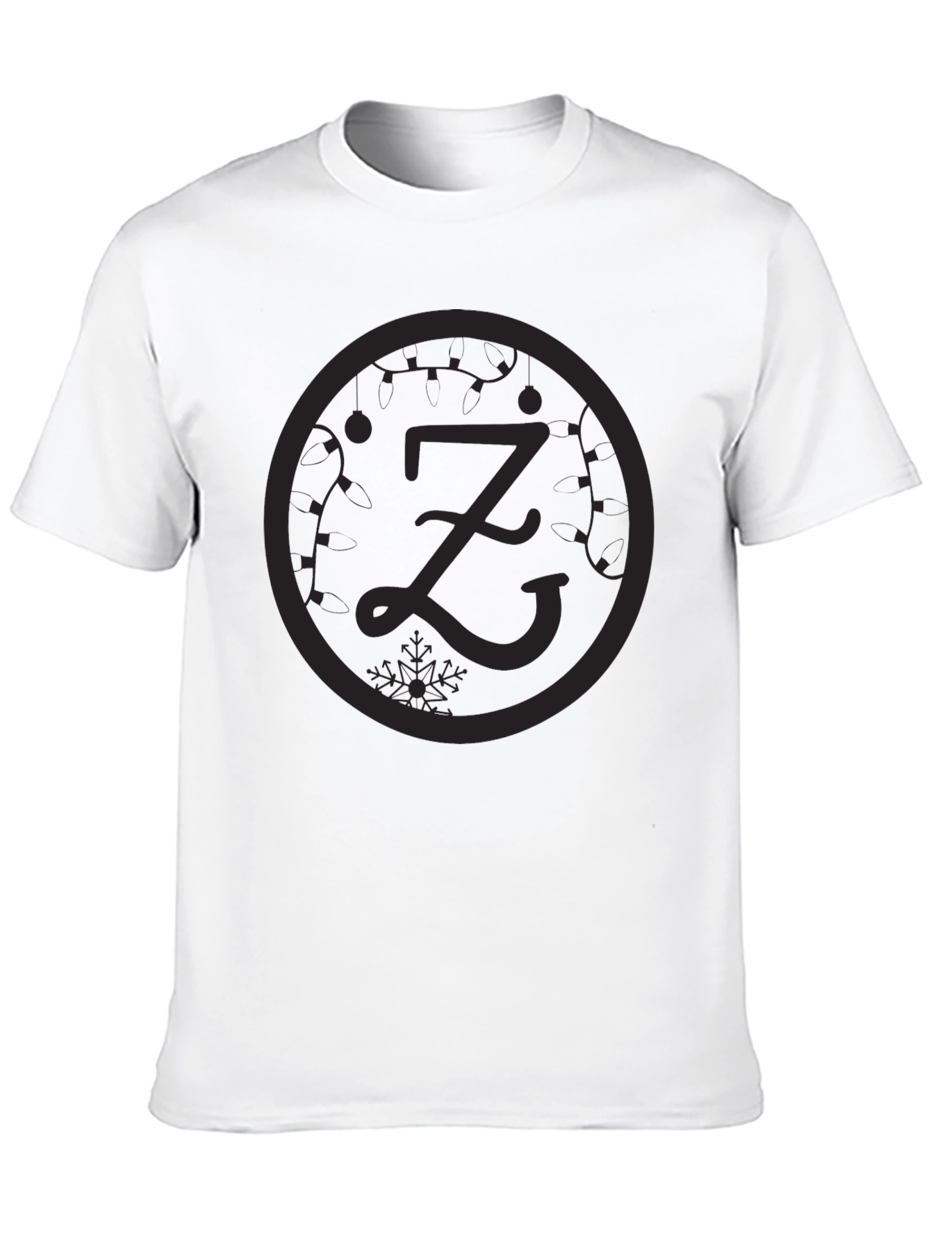 Black Graphic Tee - Z Letter Festive Design