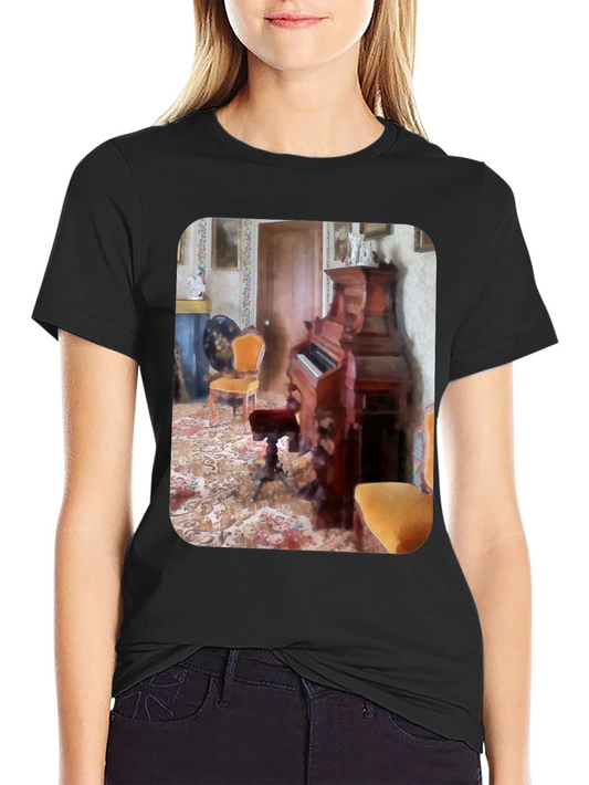 Vintage Piano Room Black T-Shirt