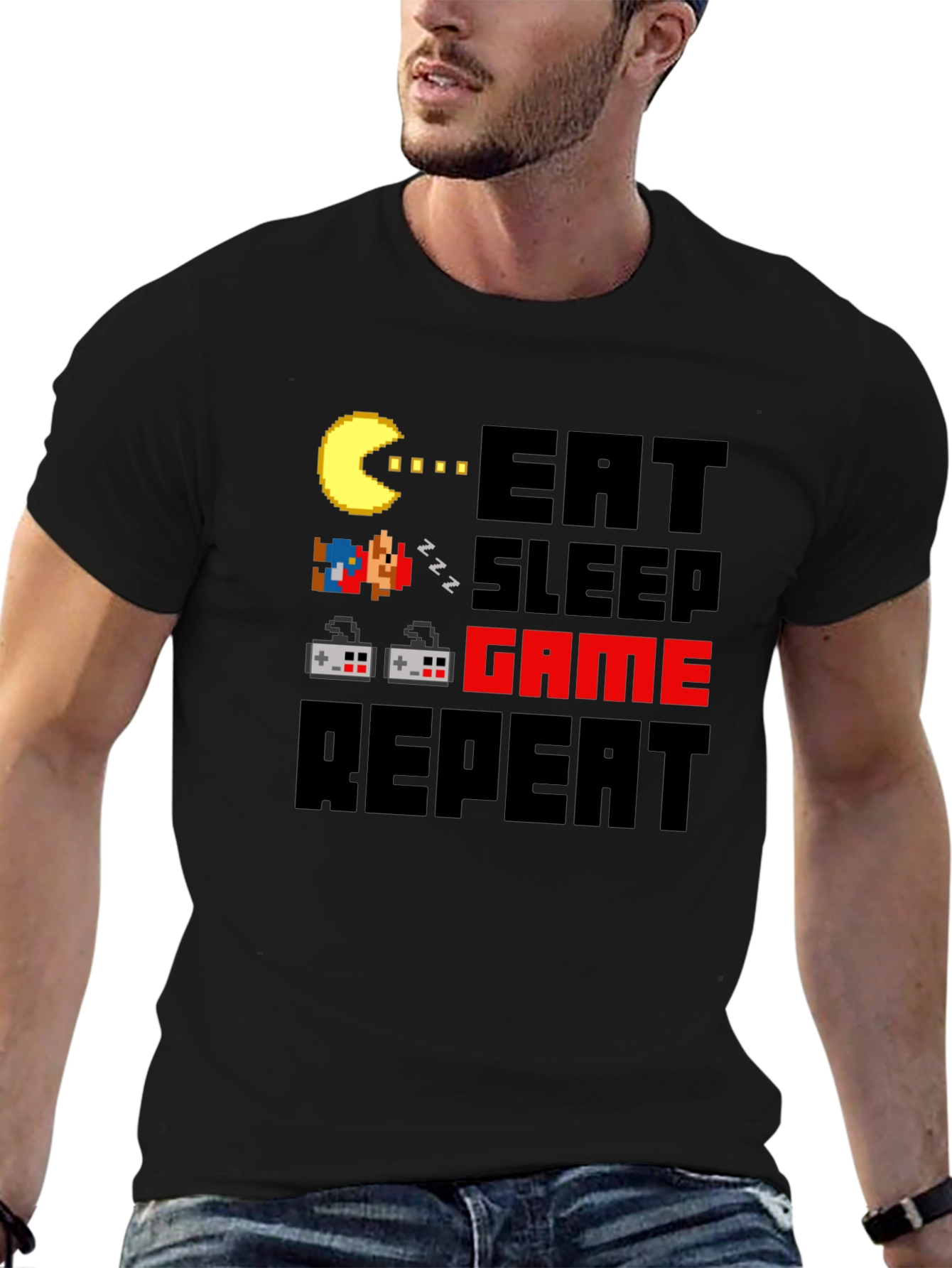 Eat Sleep Game Repeat Graphic Tee