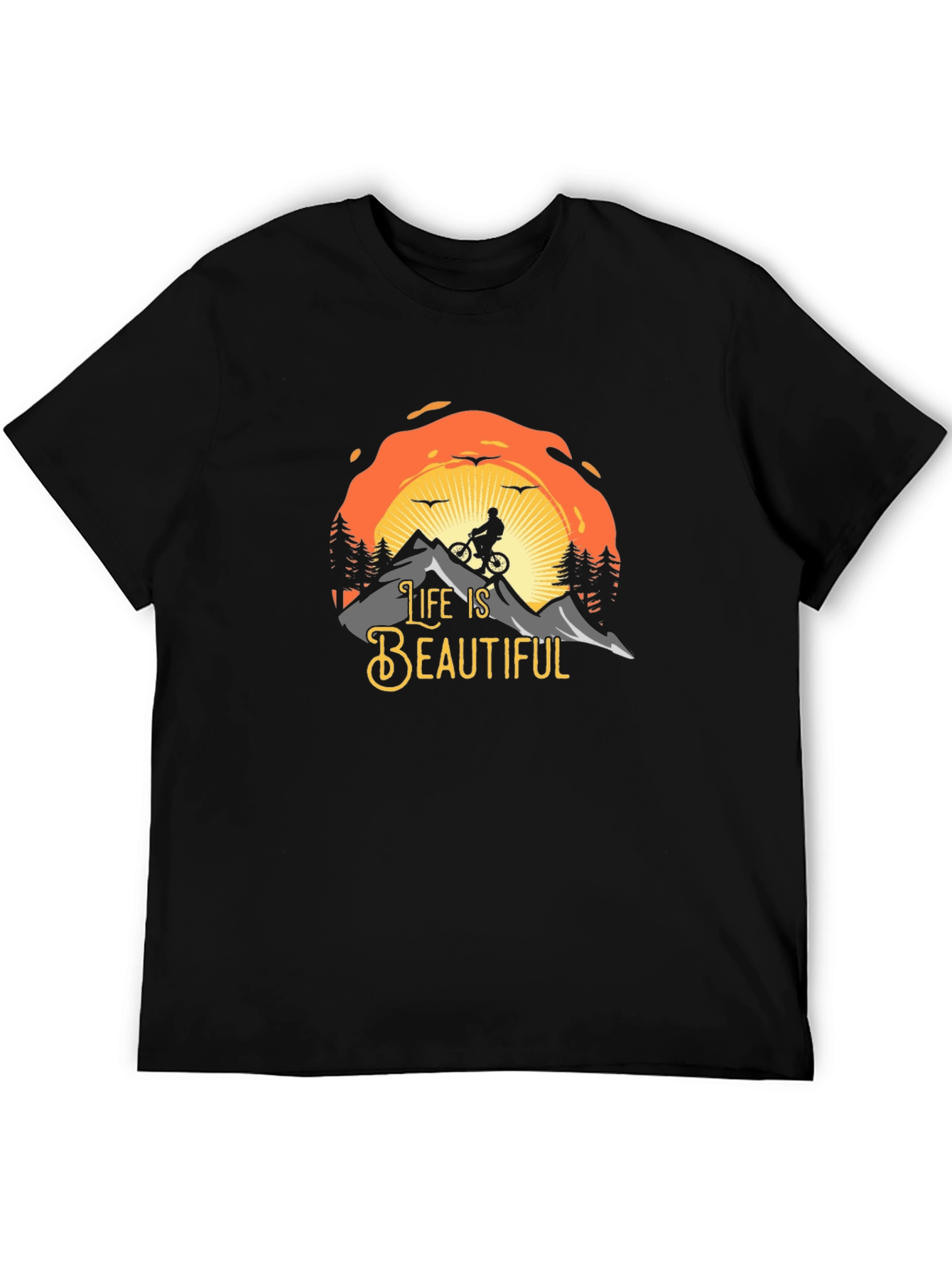 Life is Beautiful Graphic T-Shirt - Mountain Biker