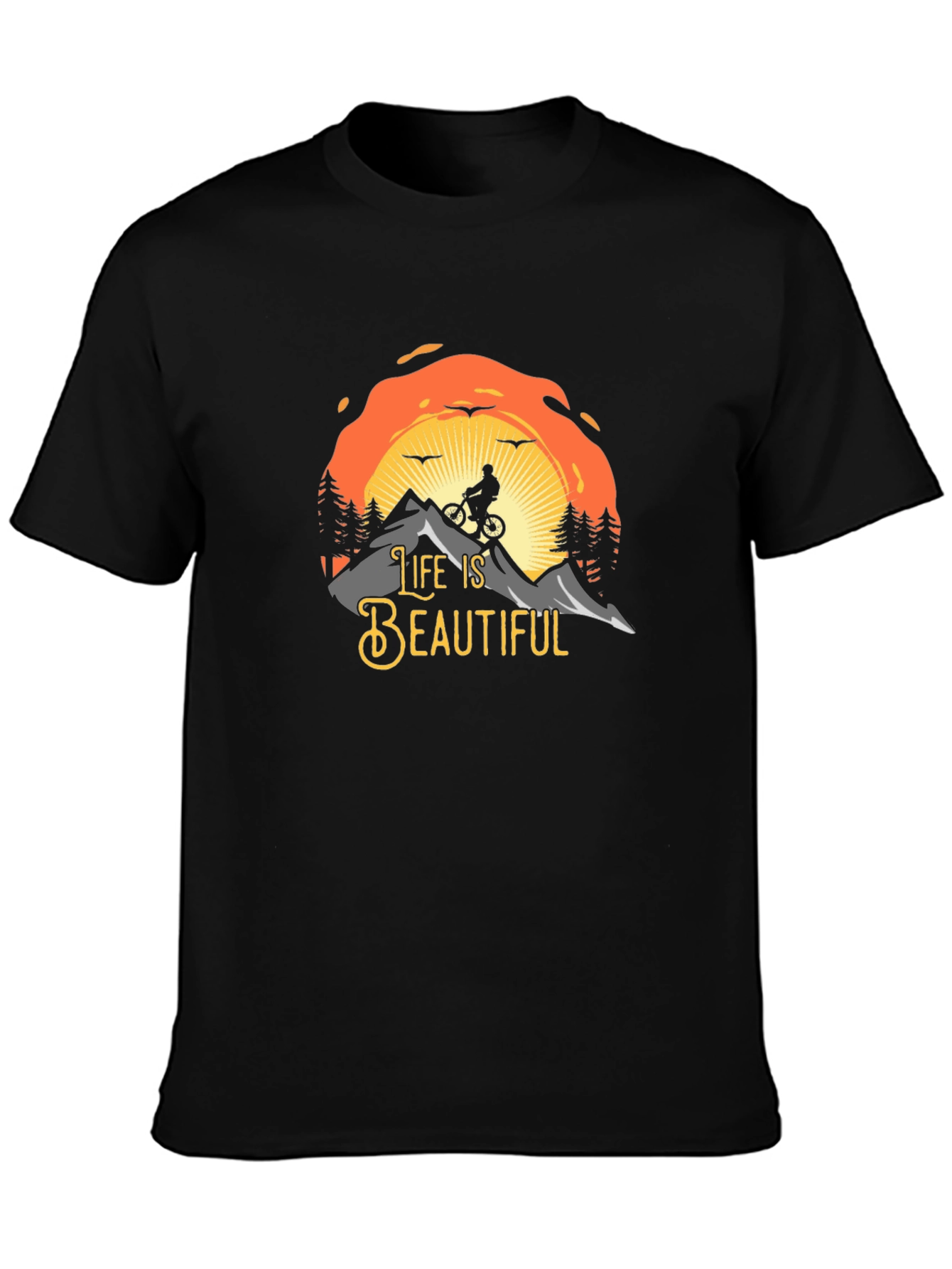Life is Beautiful Graphic T-Shirt - Mountain Biker