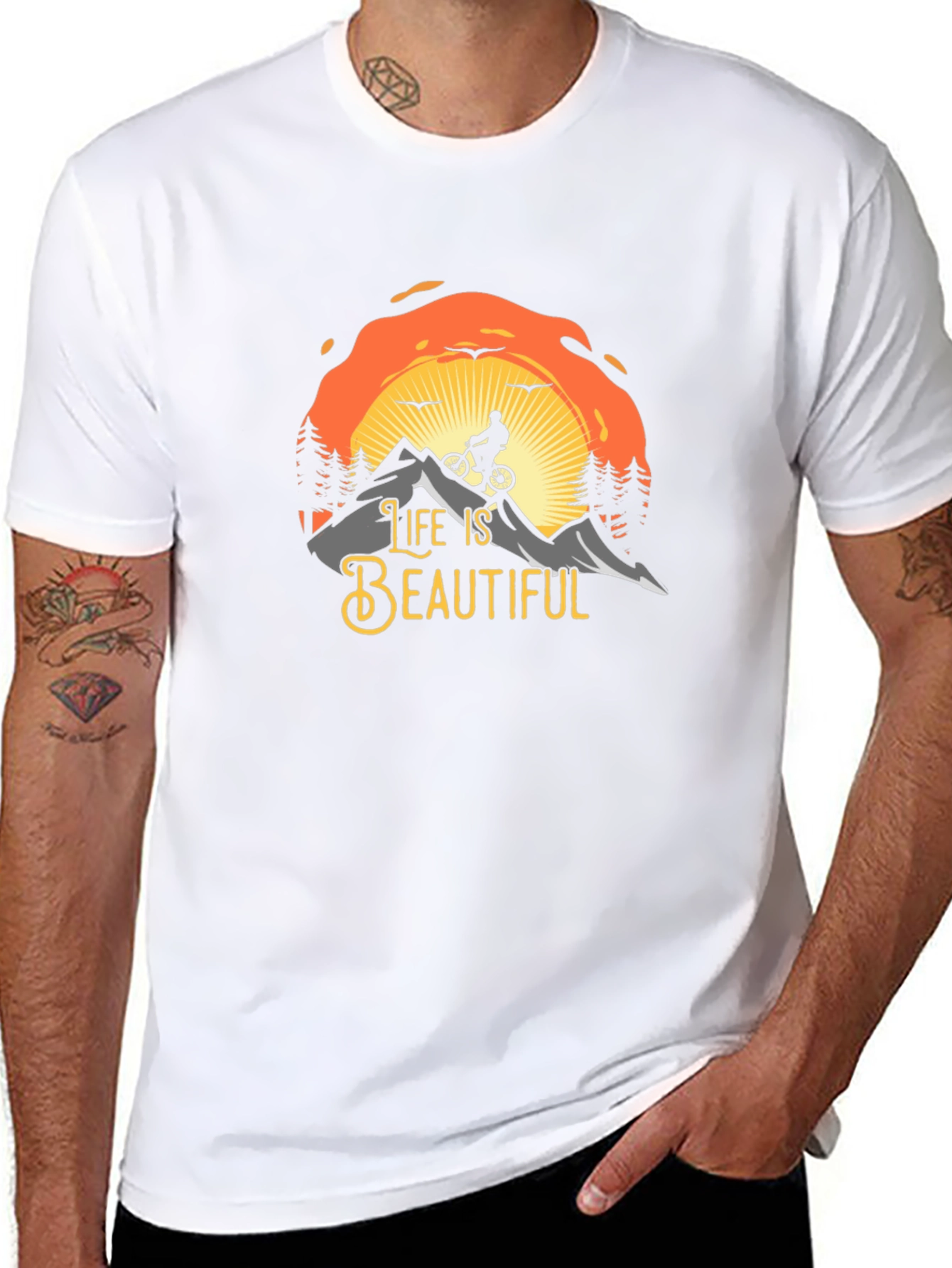 Life is Beautiful Graphic T-Shirt - Mountain Biker