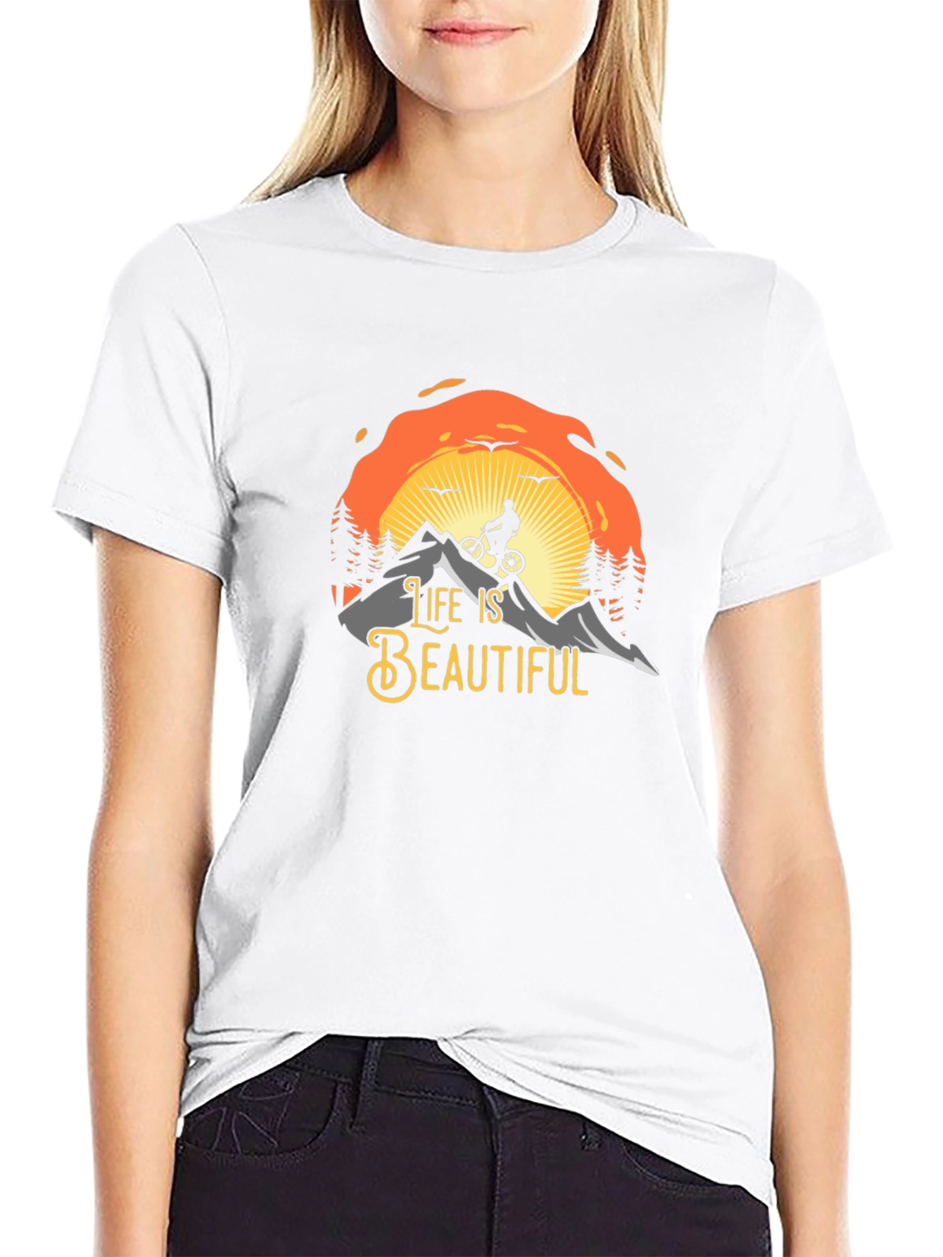 Life is Beautiful Graphic T-Shirt - Mountain Biker