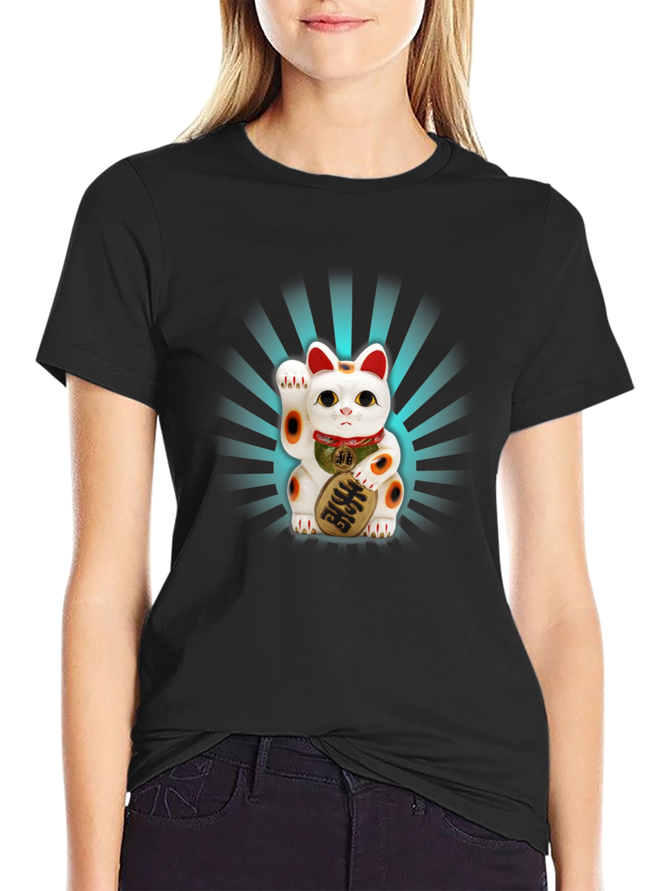 Maneki Neko Graphic Tee - Lucky Cat Design