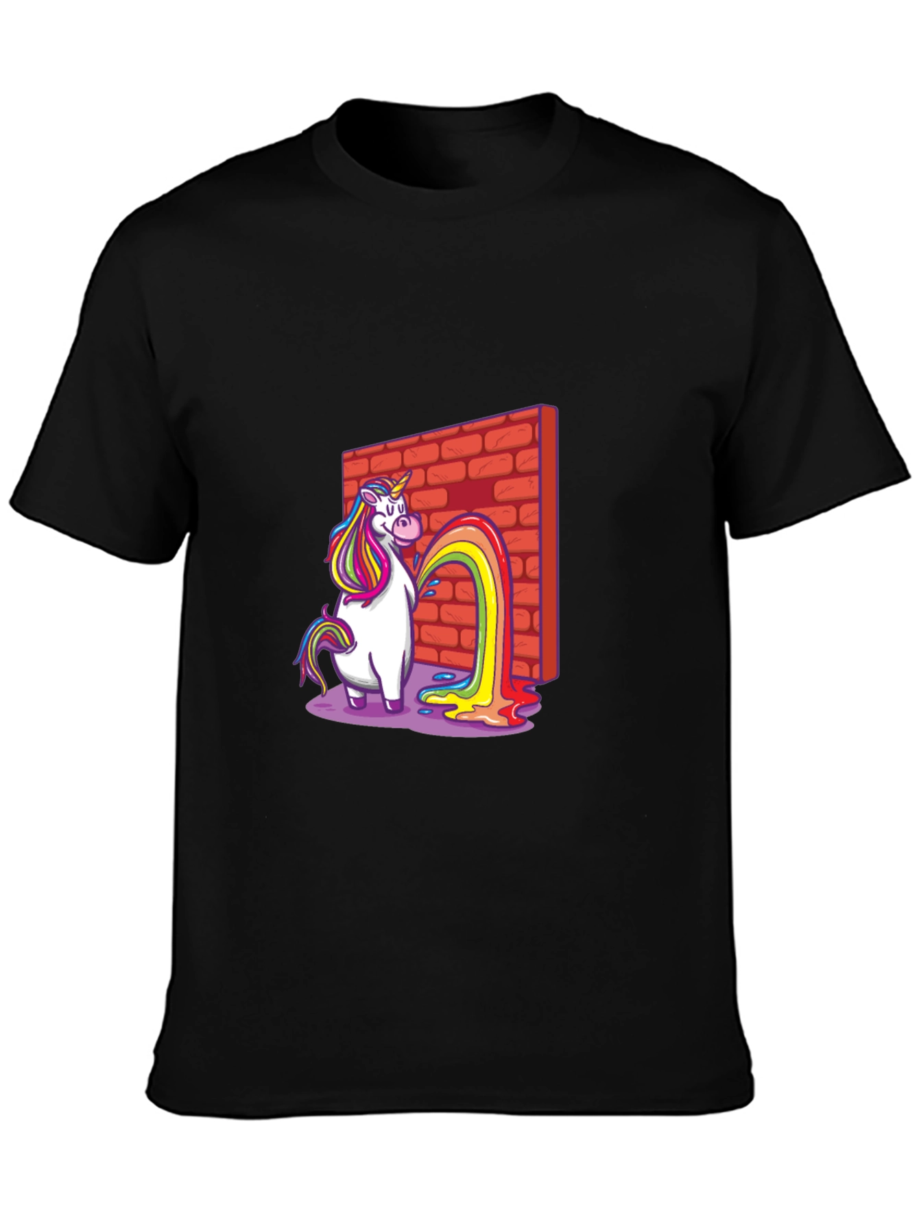 Unicorn Rainbow Brick Wall Graphic T-Shirt