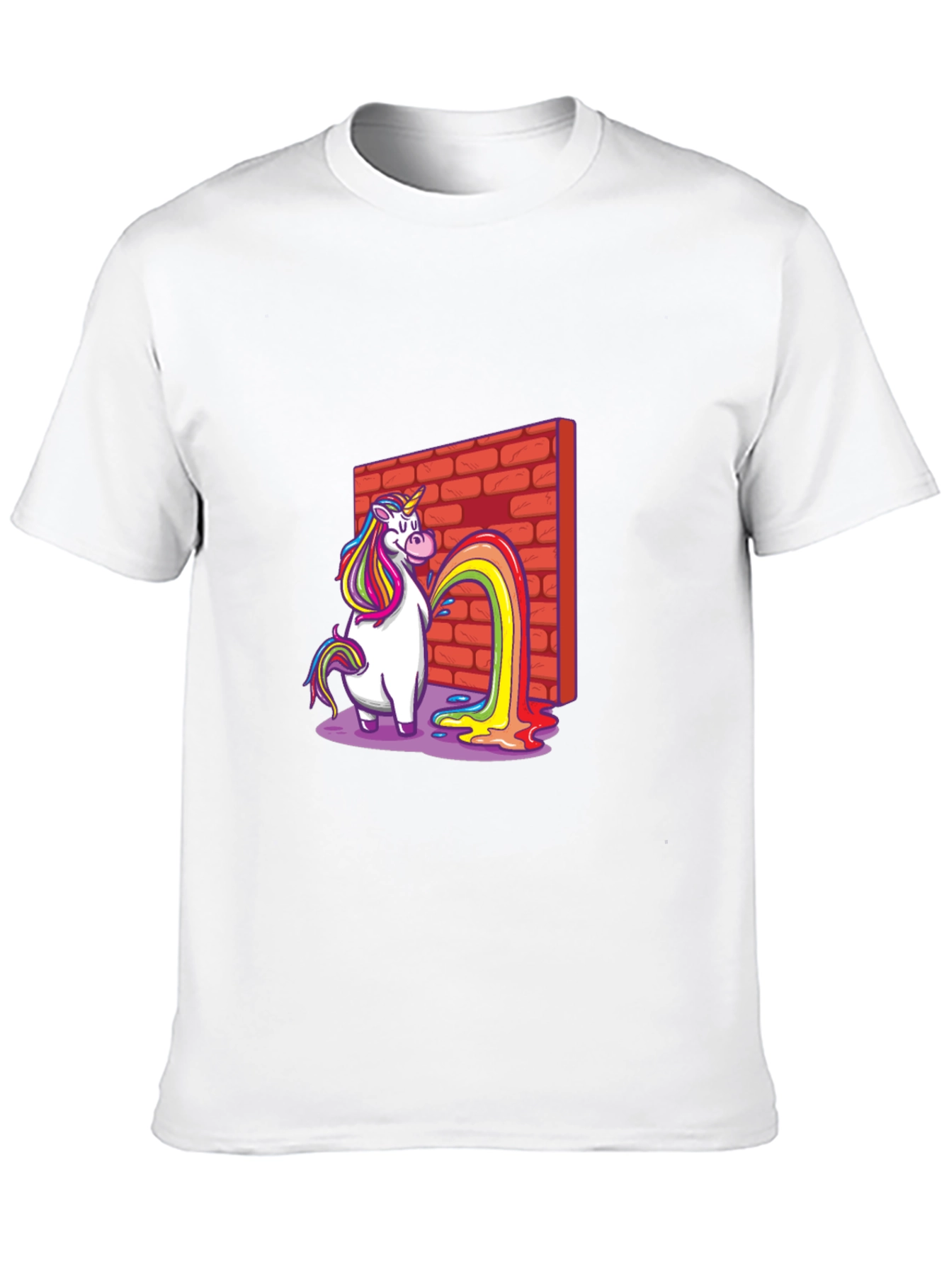 Unicorn Rainbow Brick Wall Graphic T-Shirt