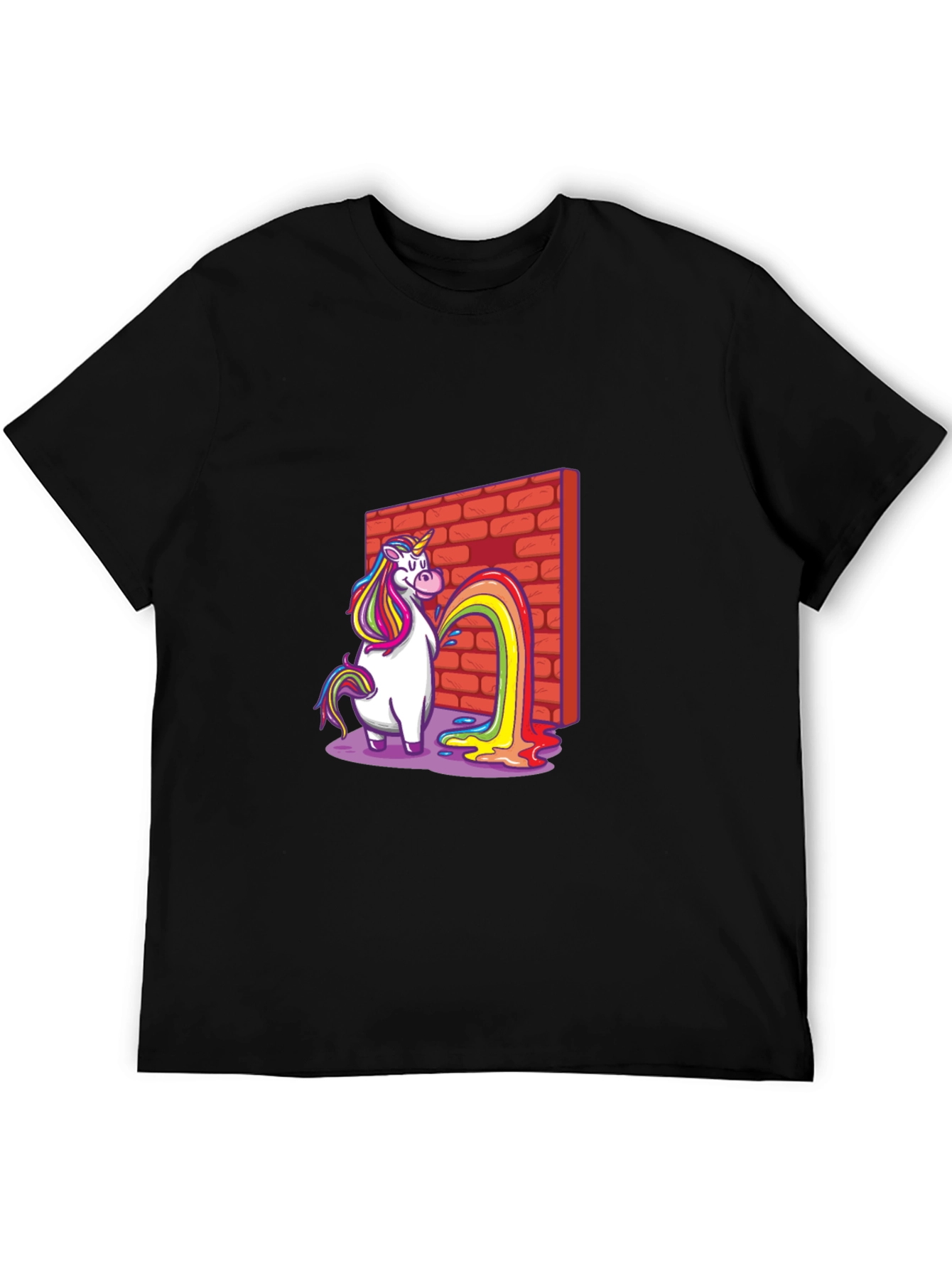 Unicorn Rainbow Brick Wall Graphic T-Shirt