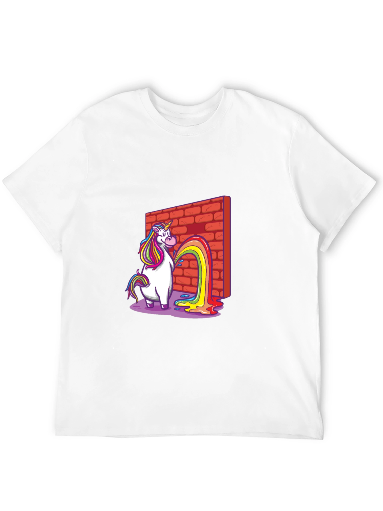 Unicorn Rainbow Brick Wall Graphic T-Shirt