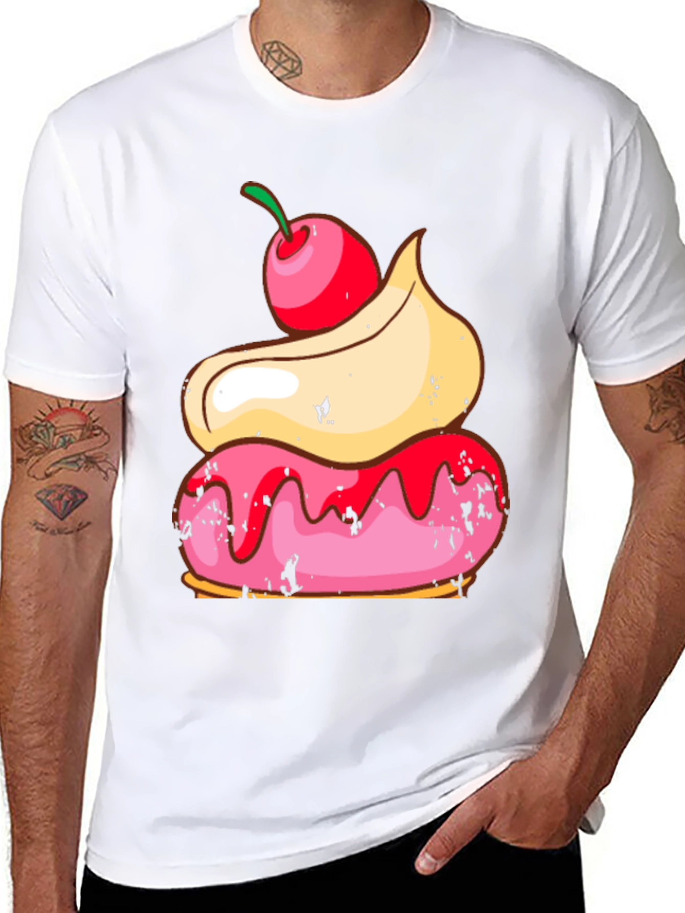 Sweet Treat Tee: Cherry Topped Donut Graphic T-Shirt
