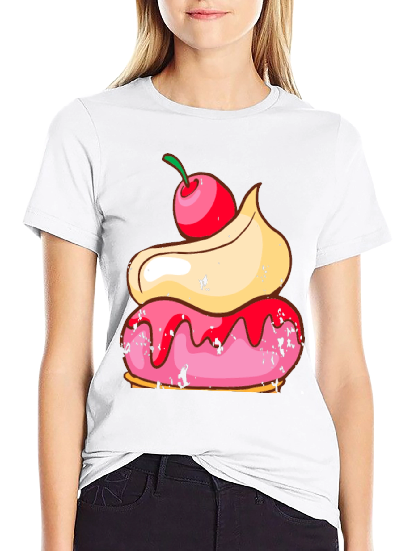 Sweet Treat Tee: Cherry Topped Donut Graphic T-Shirt