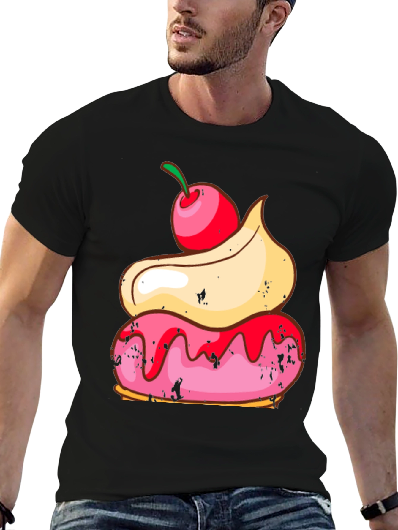Sweet Treat Tee: Cherry Topped Donut Graphic T-Shirt