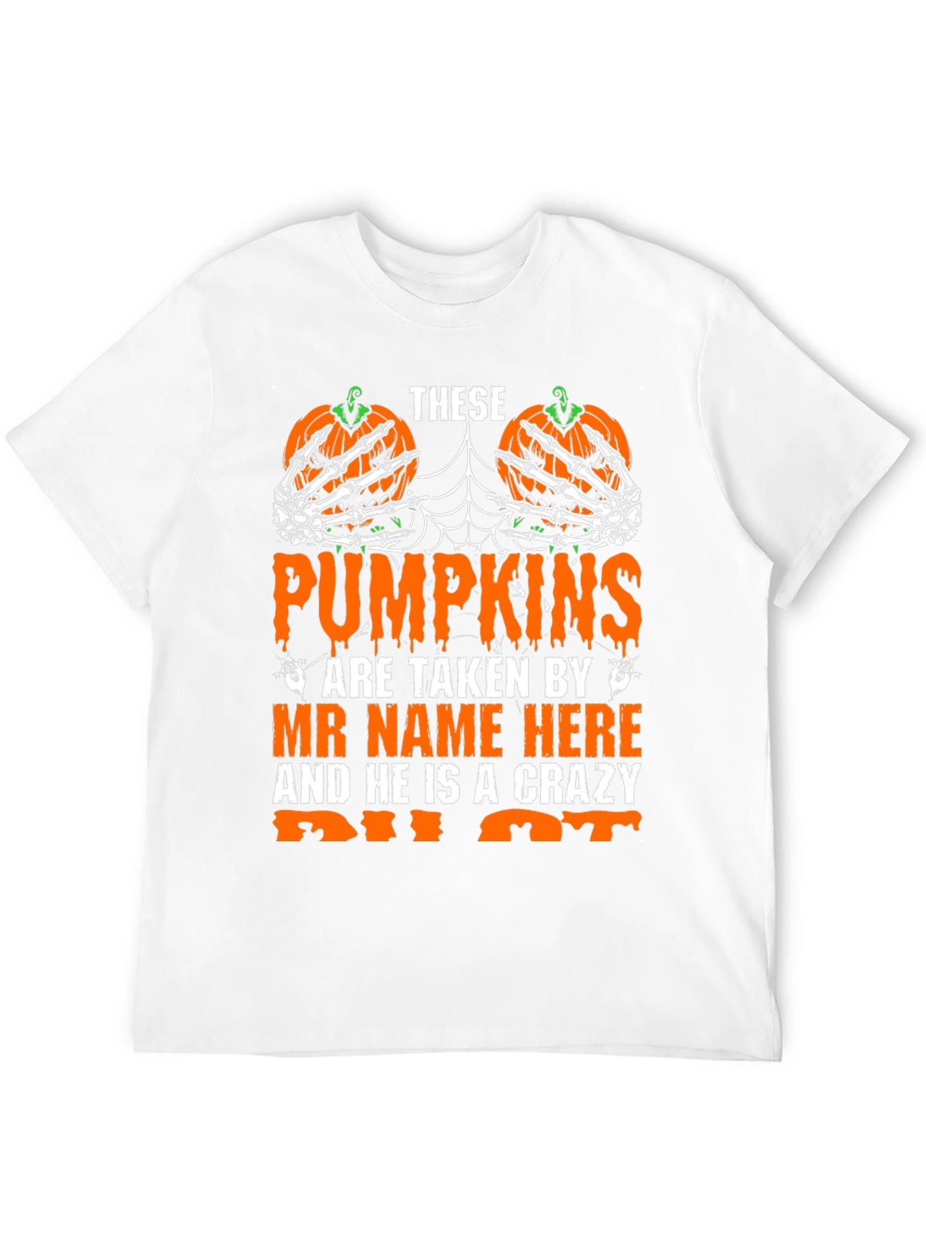 Halloween Pumpkin Skeleton Hand Graphic Tee