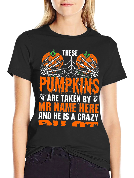 Halloween Pumpkin Skeleton Hand Graphic Tee
