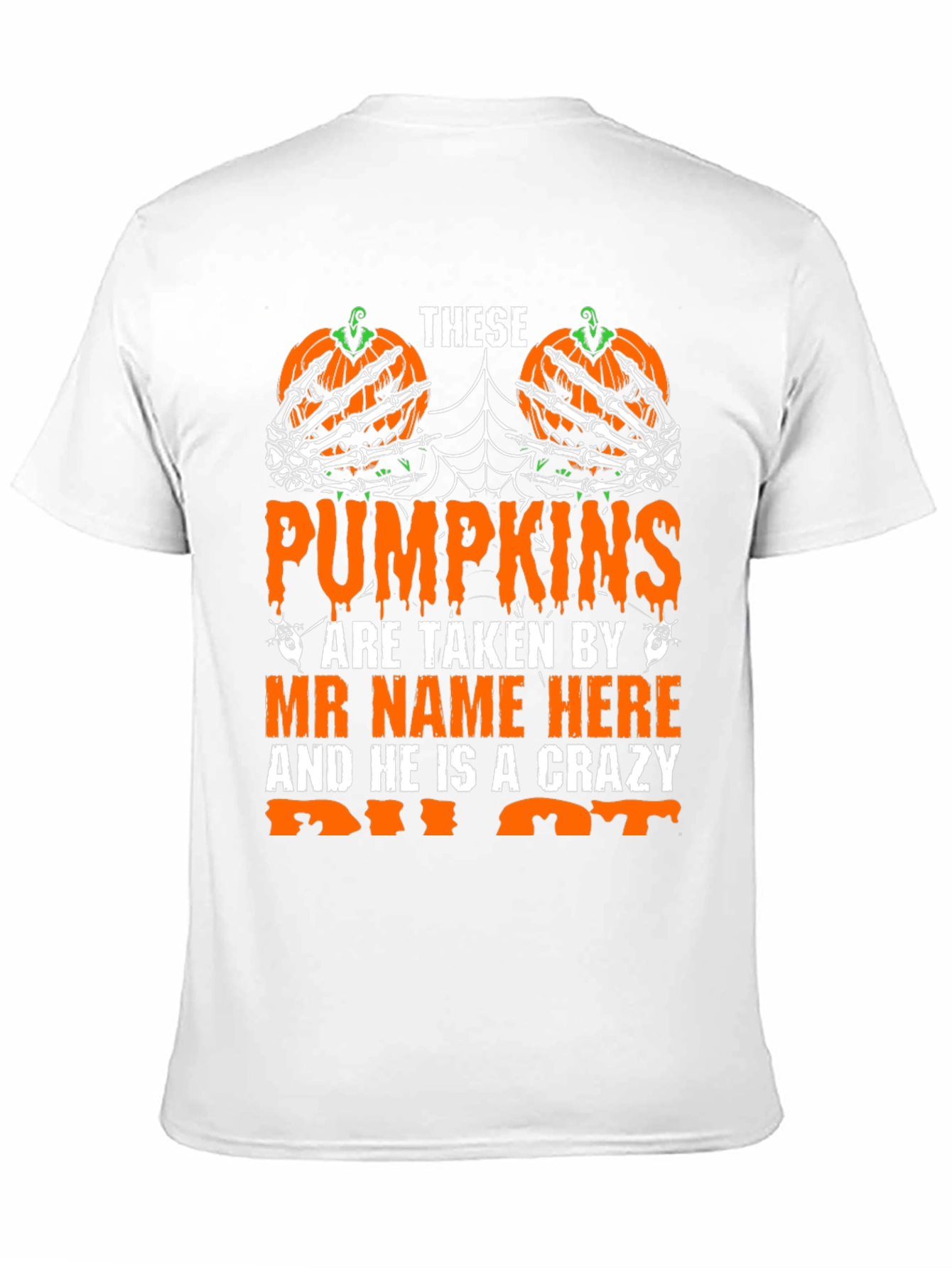 Halloween Pumpkin Skeleton Hand Graphic Tee