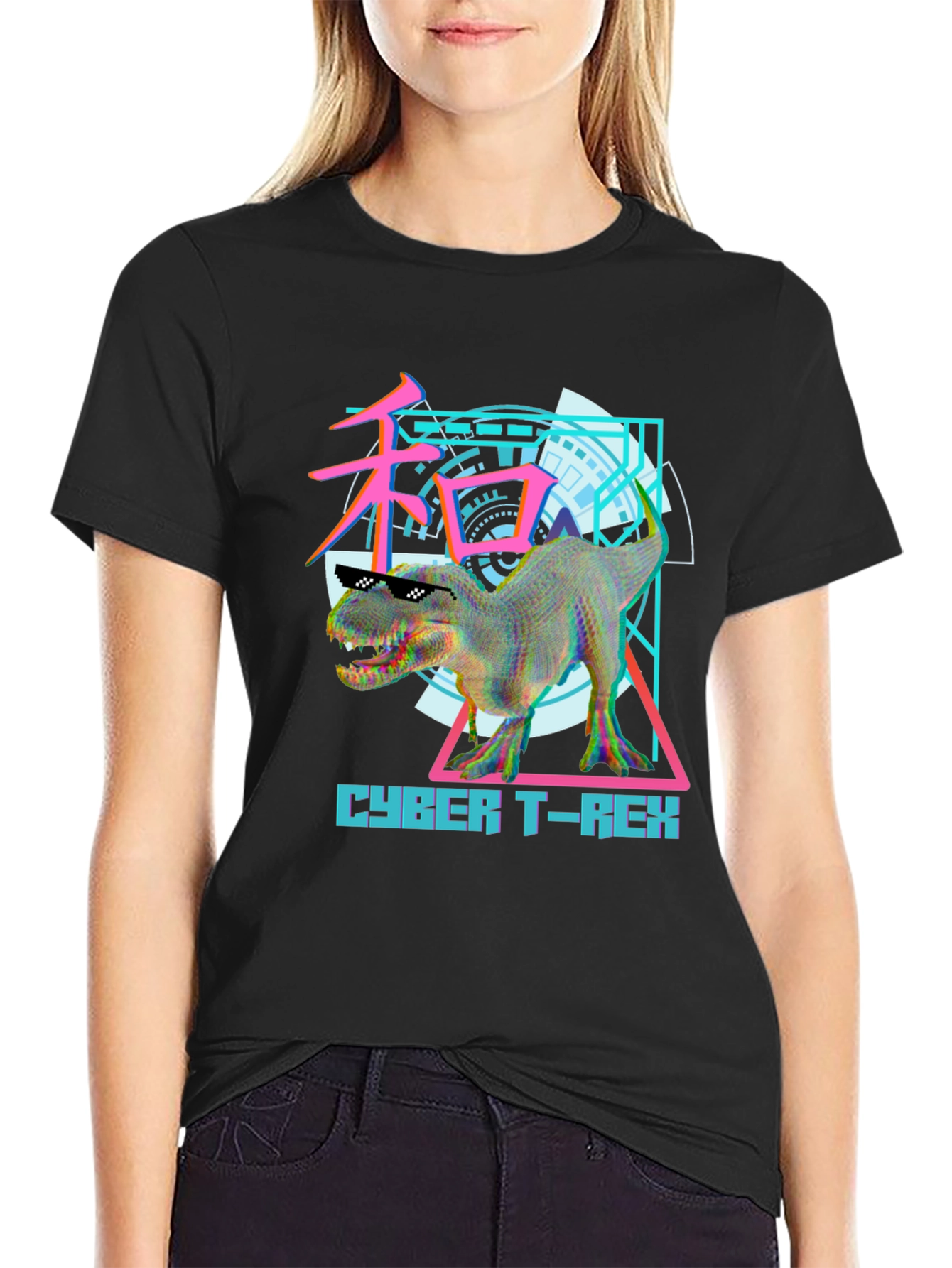 Cyber T-Rex Graphic Tee - Trendy Dinosaur T-Shirt