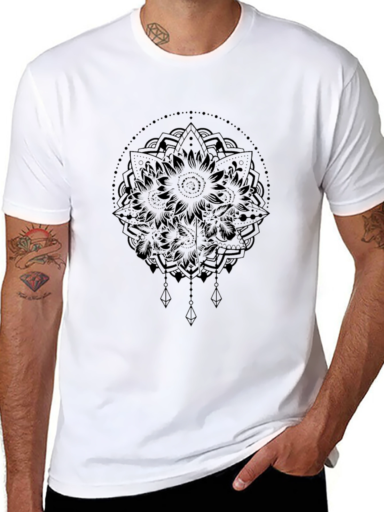 Mandala Graphic Black T-Shirt - Geometric Art