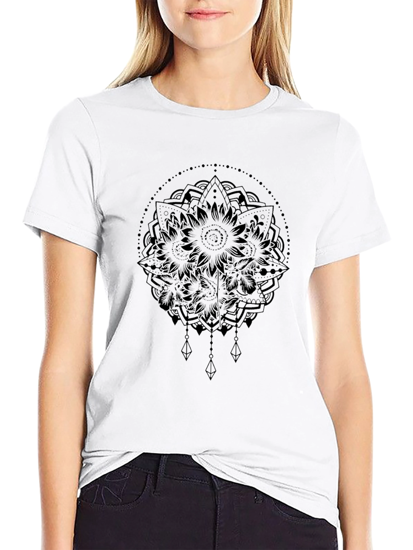 Mandala Graphic Black T-Shirt - Geometric Art