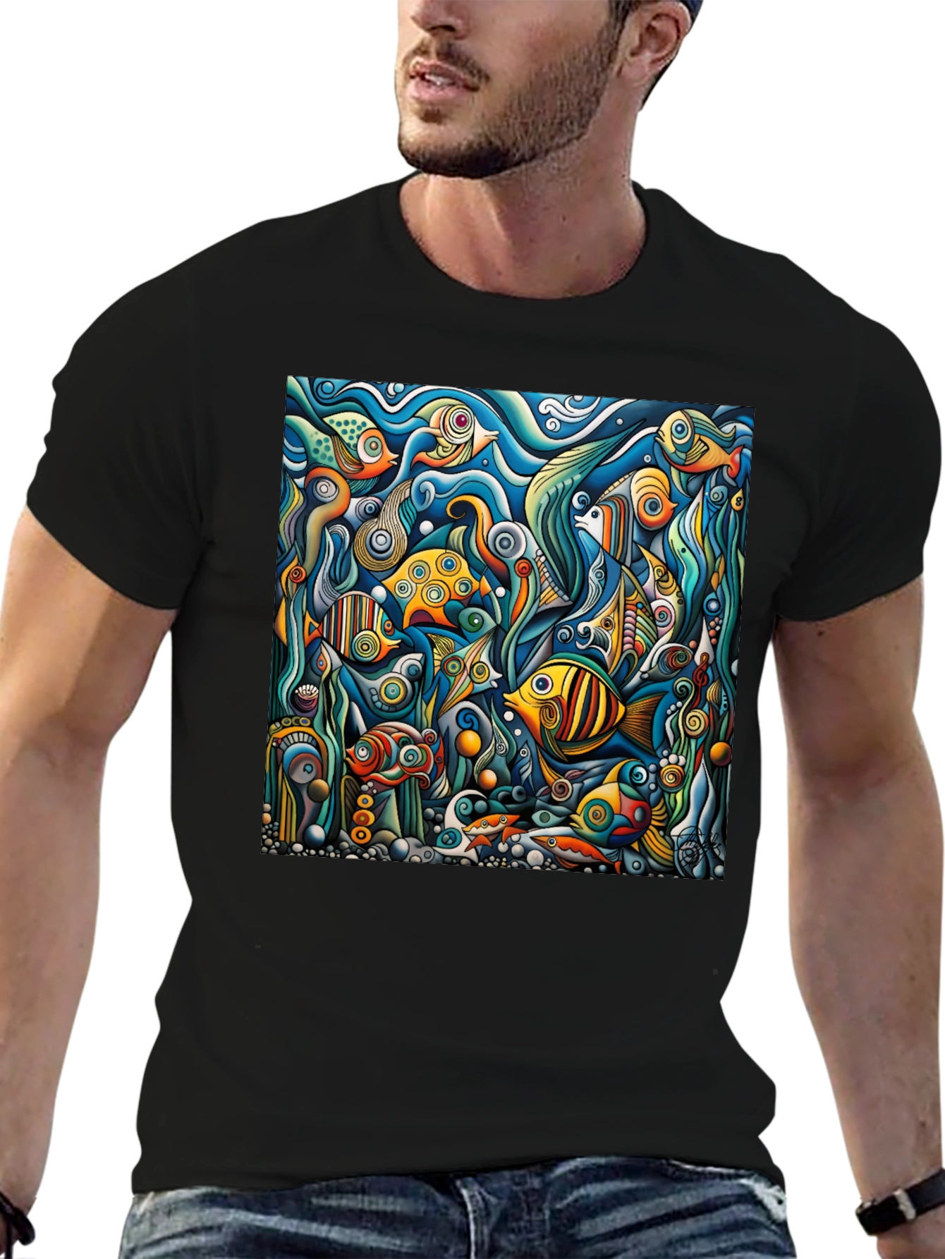 Abstract Undersea Fish T-Shirt